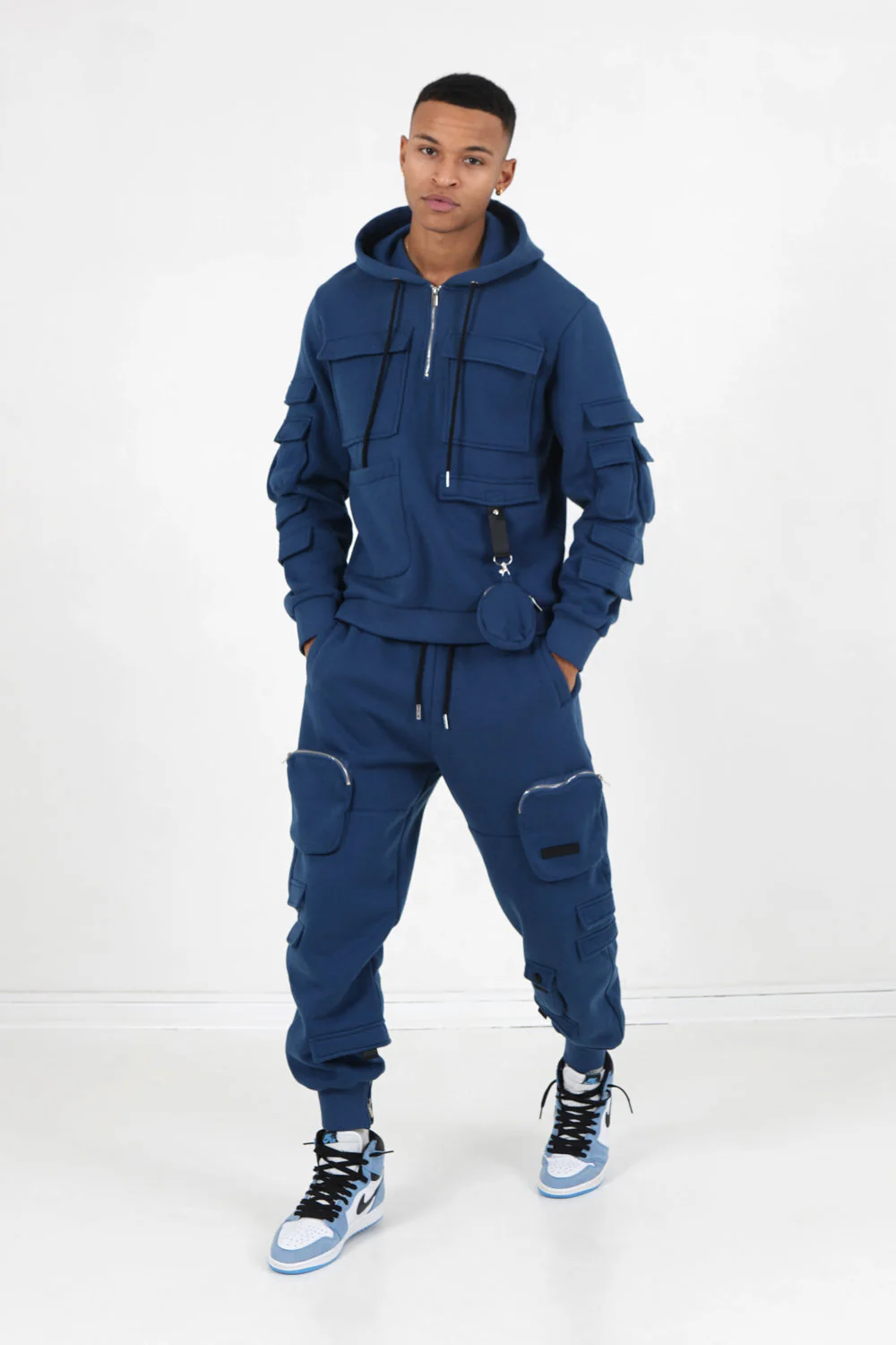Jogging cargo poches zip Bleu foncé - Image 2