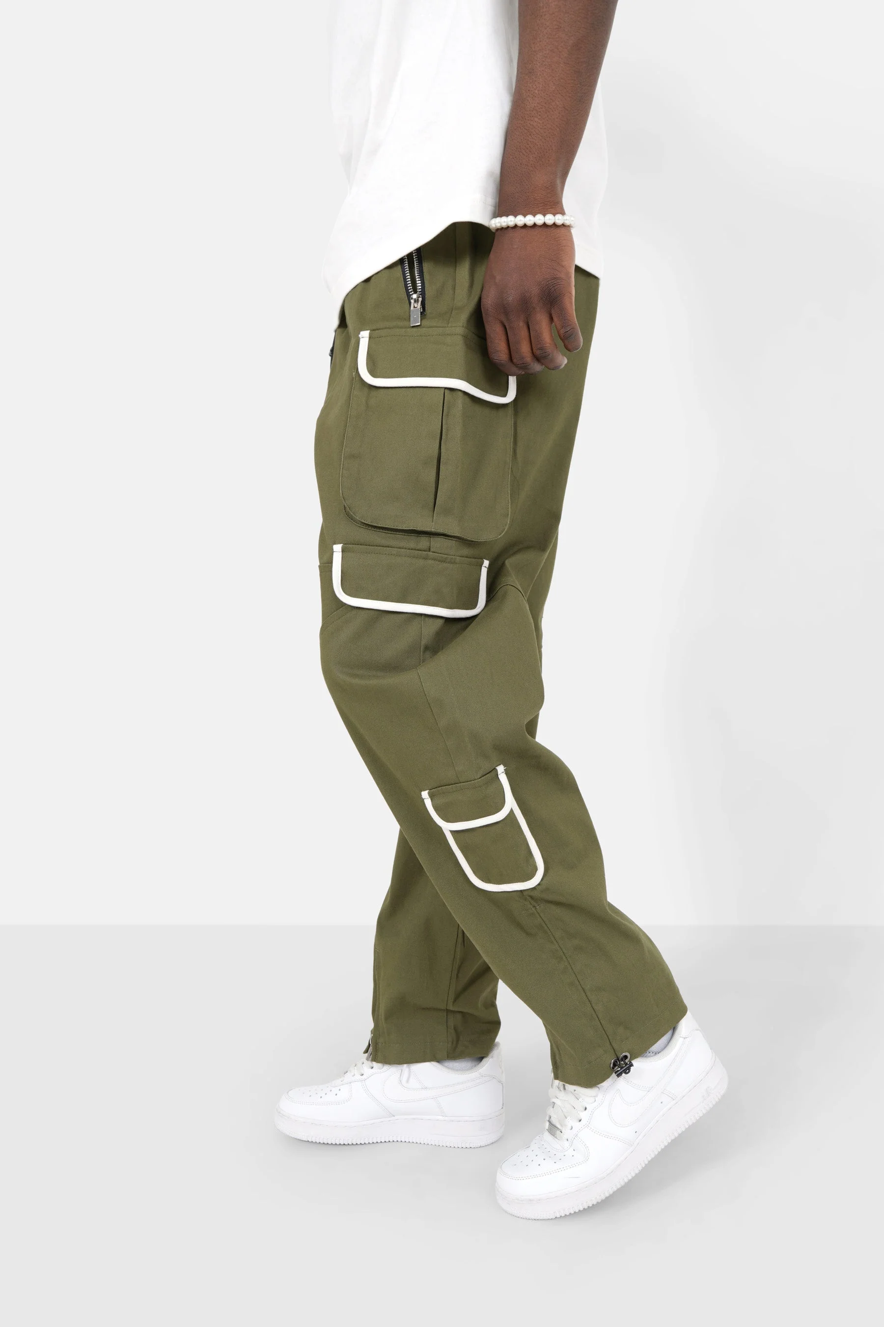 Pantalon cargo muti poches droit Vert - Image 4