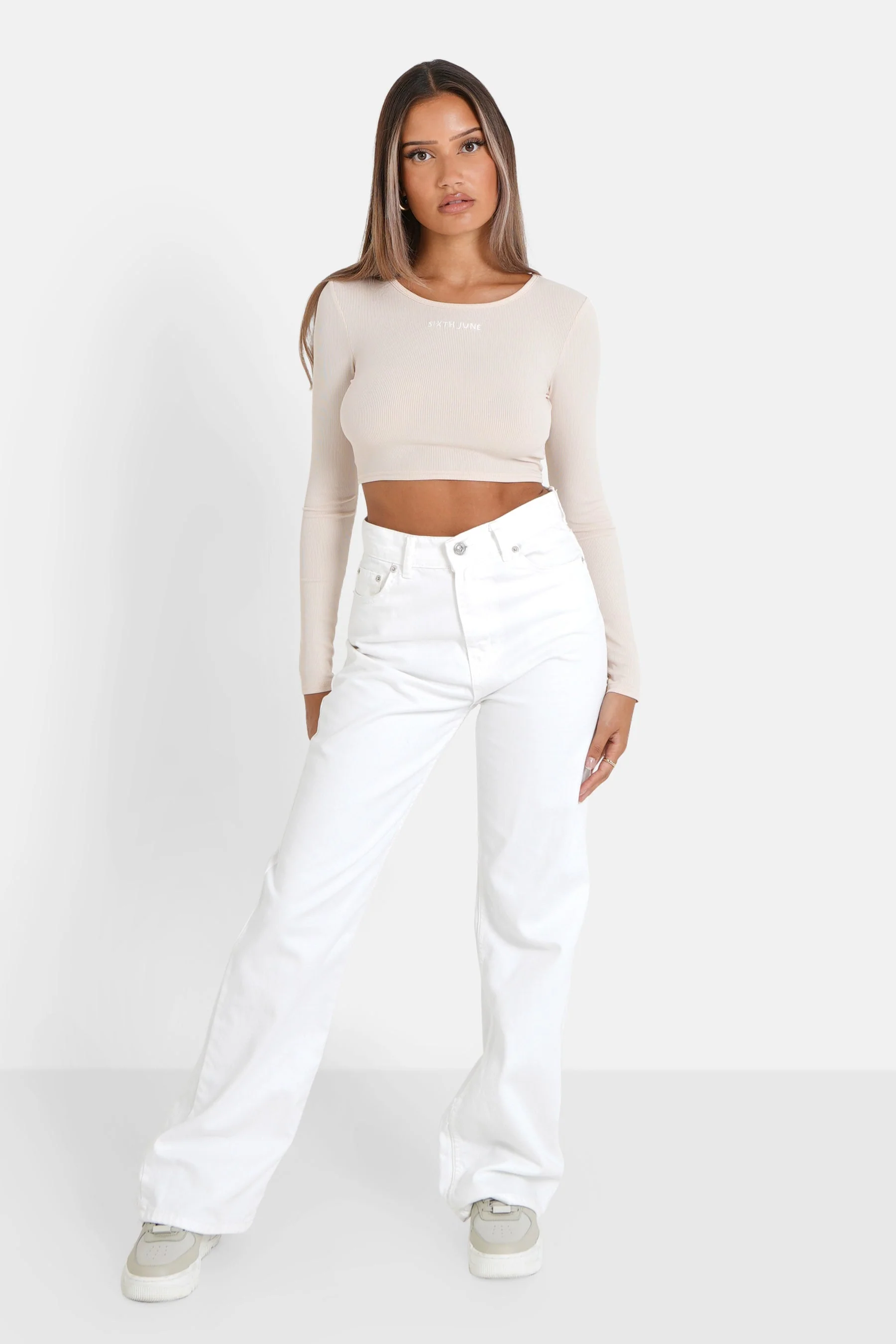 Top manches longues dos nu Beige clair - Image 2