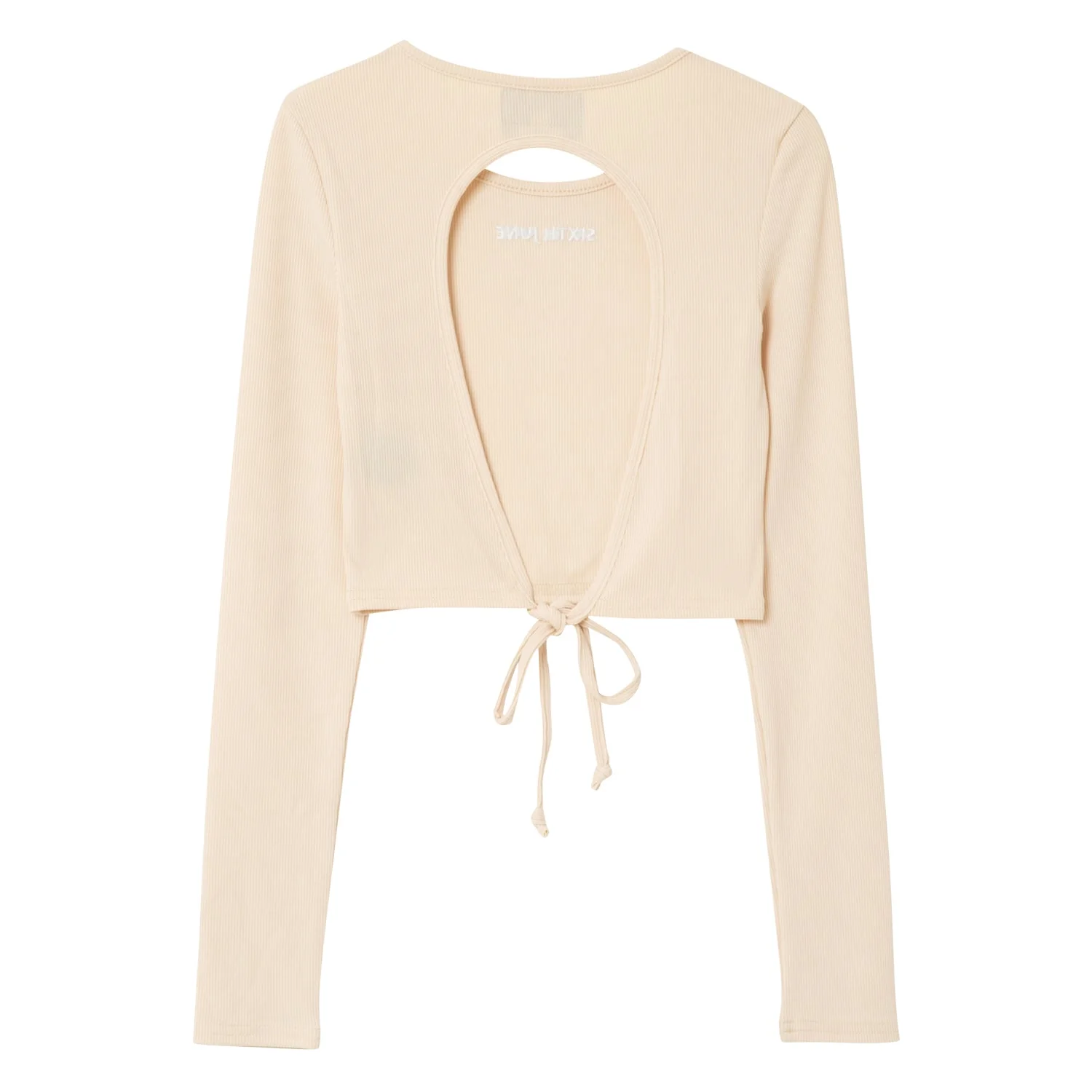Top manches longues dos nu Beige clair - Image 6