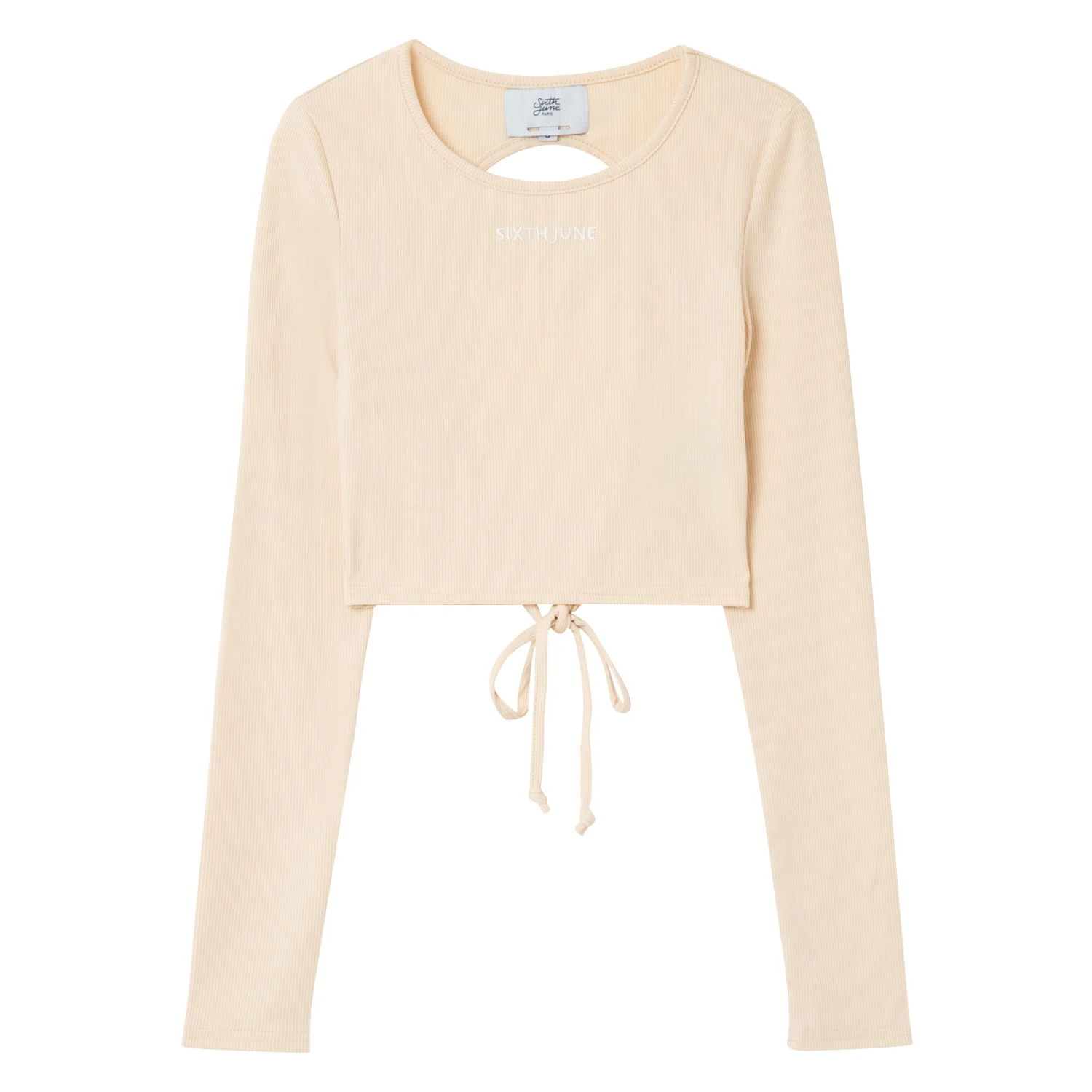 Top manches longues dos nu Beige clair - Image 7
