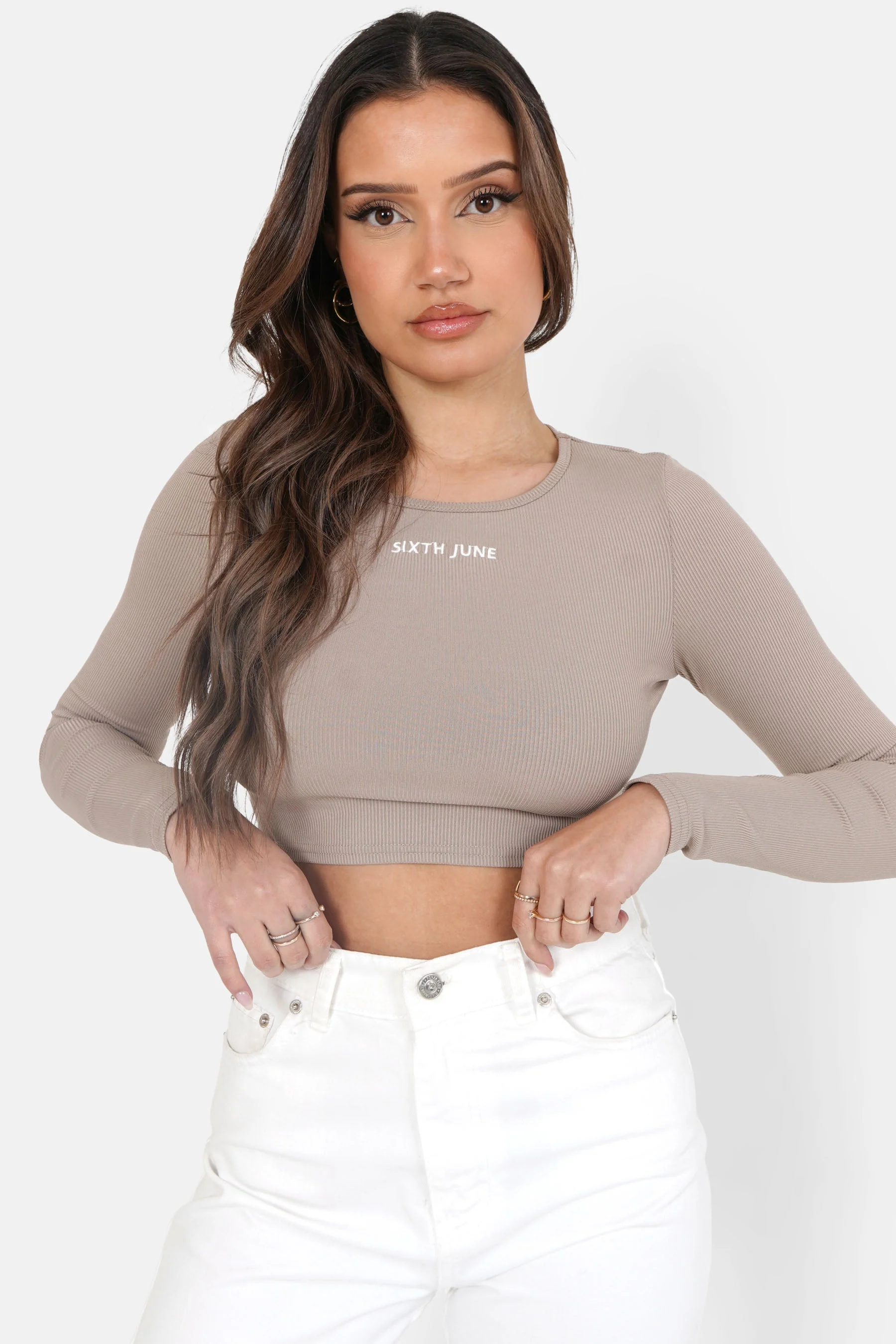 Top manches longues dos nu Beige foncé - Image 5