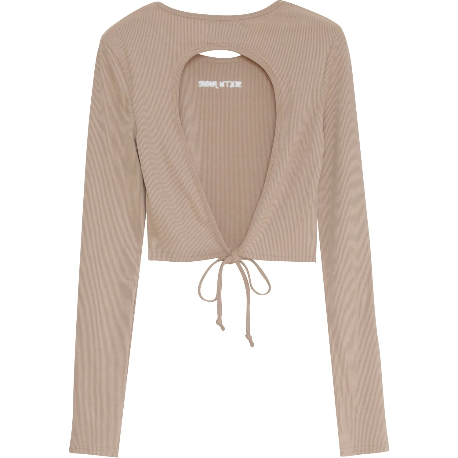 Top manches longues dos nu Beige foncé - Image 6