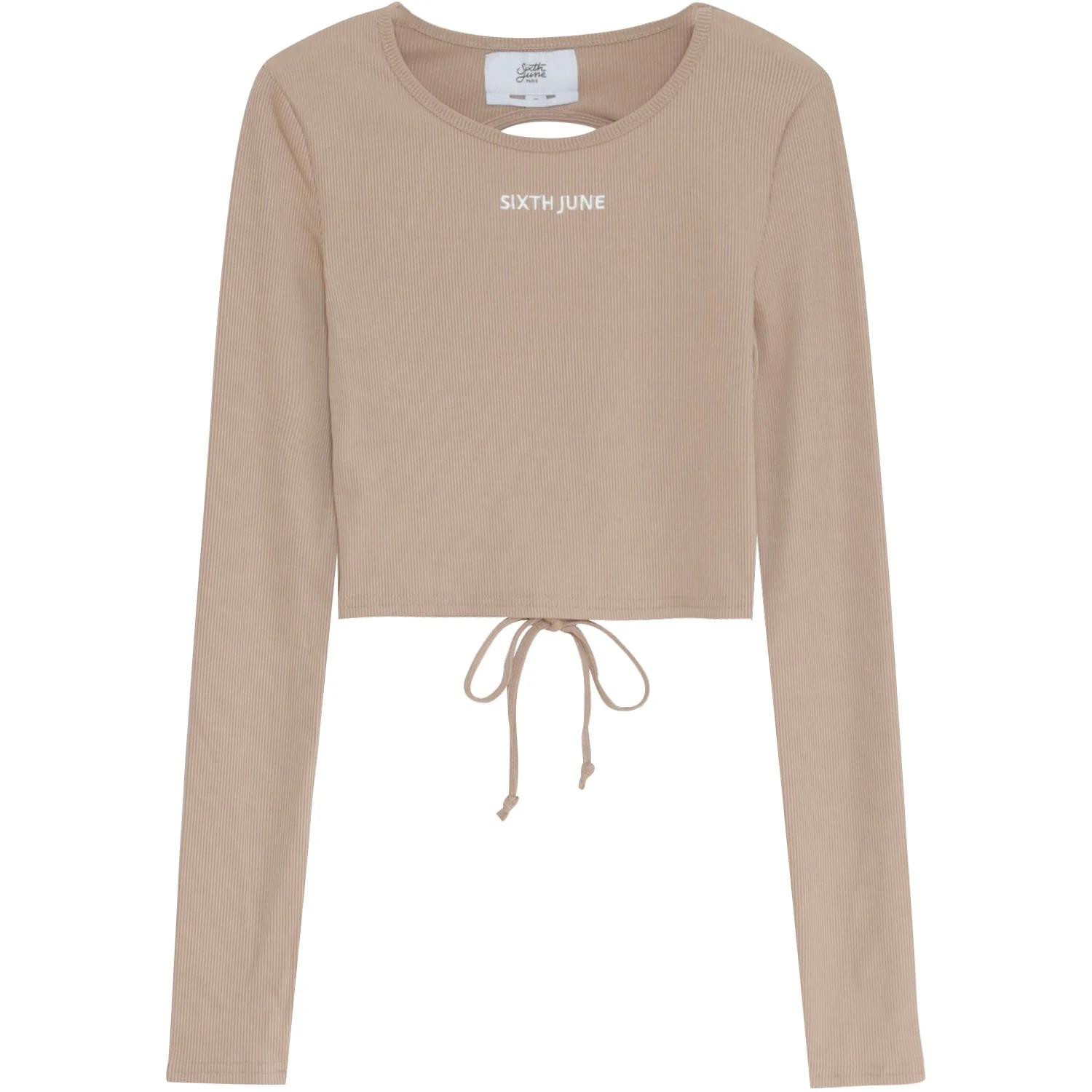 Top manches longues dos nu Beige foncé - Image 7