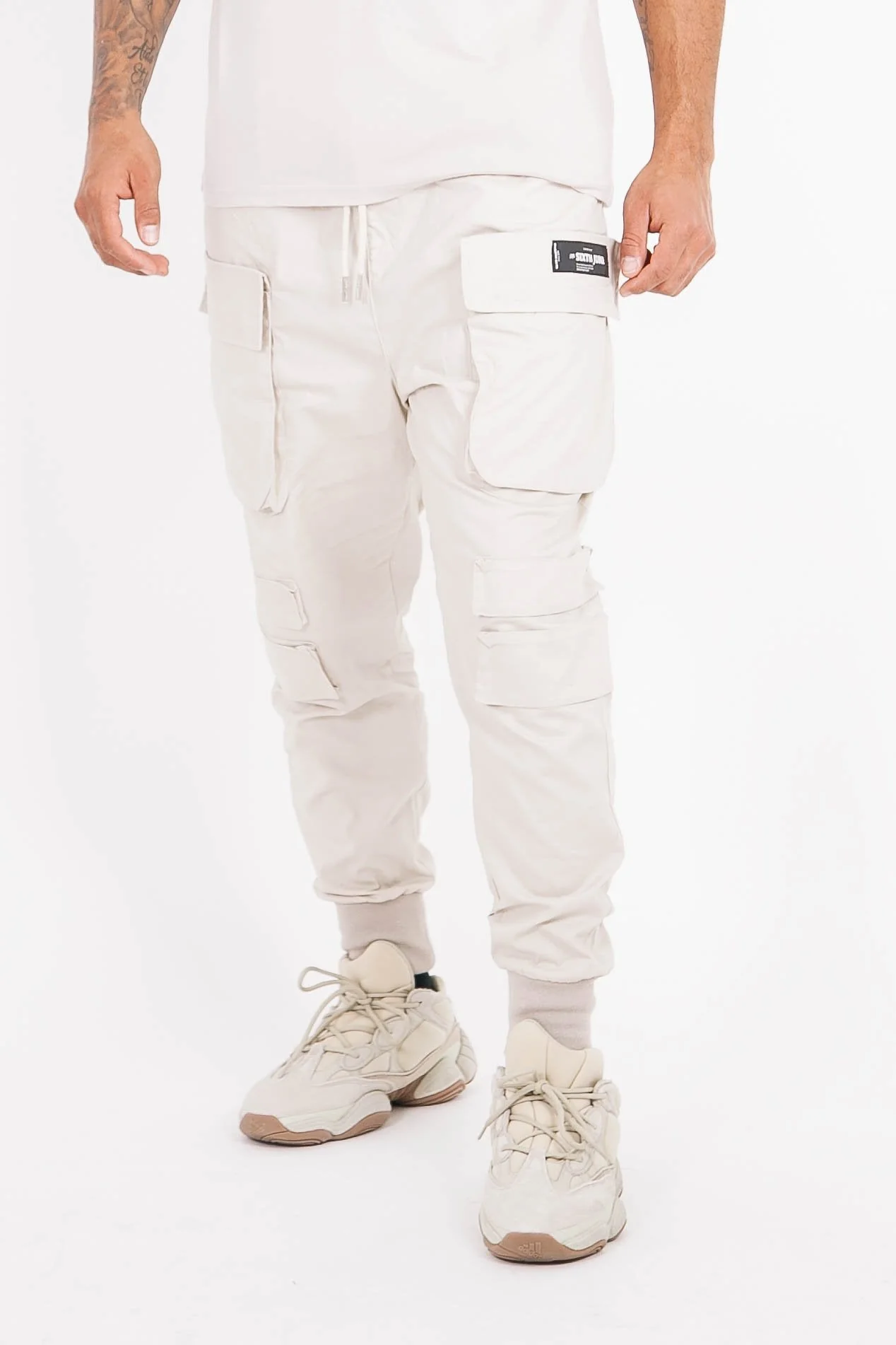 Pantalon cargo tactique poches Beige clair