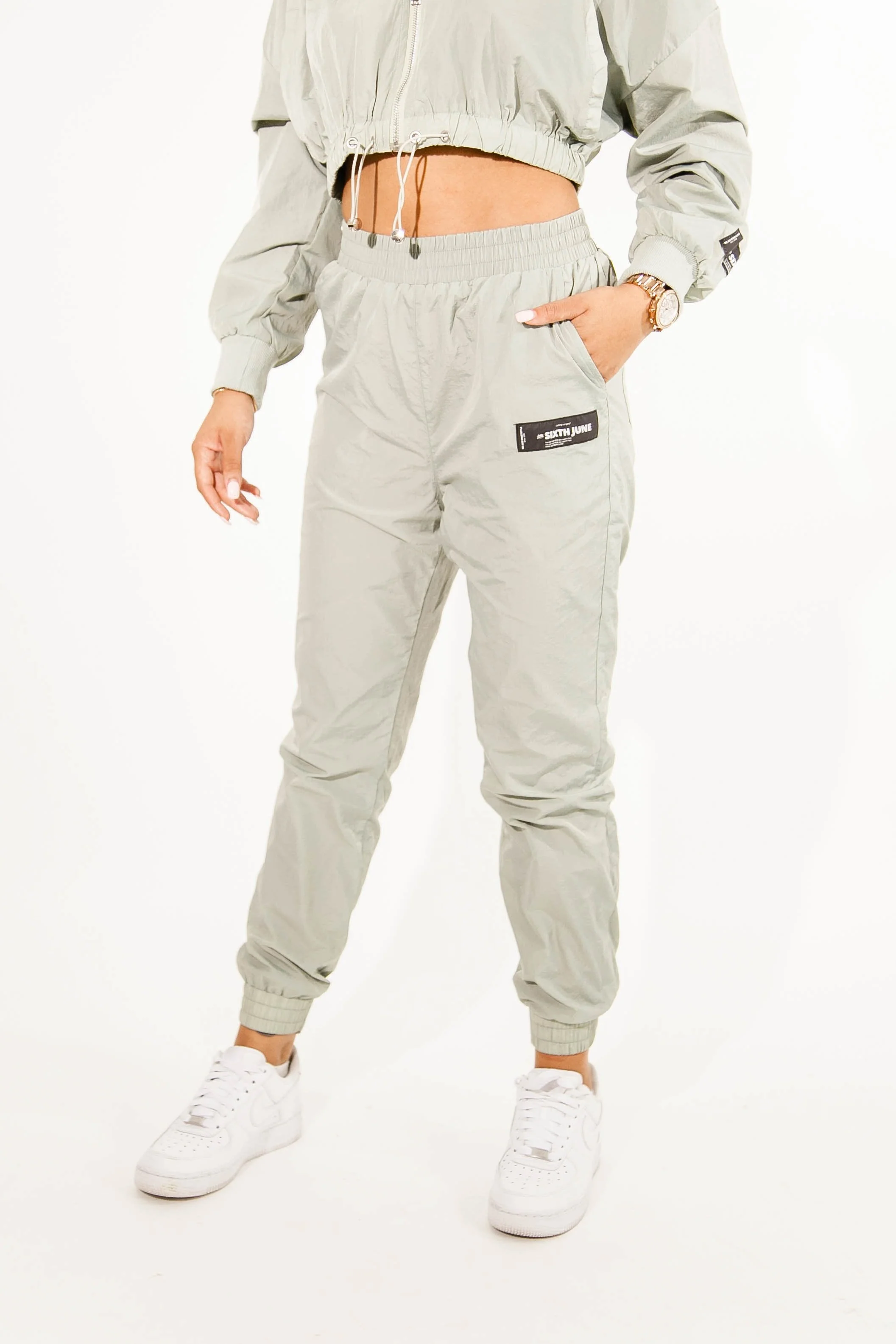 Jogging nylon poches vert pastel