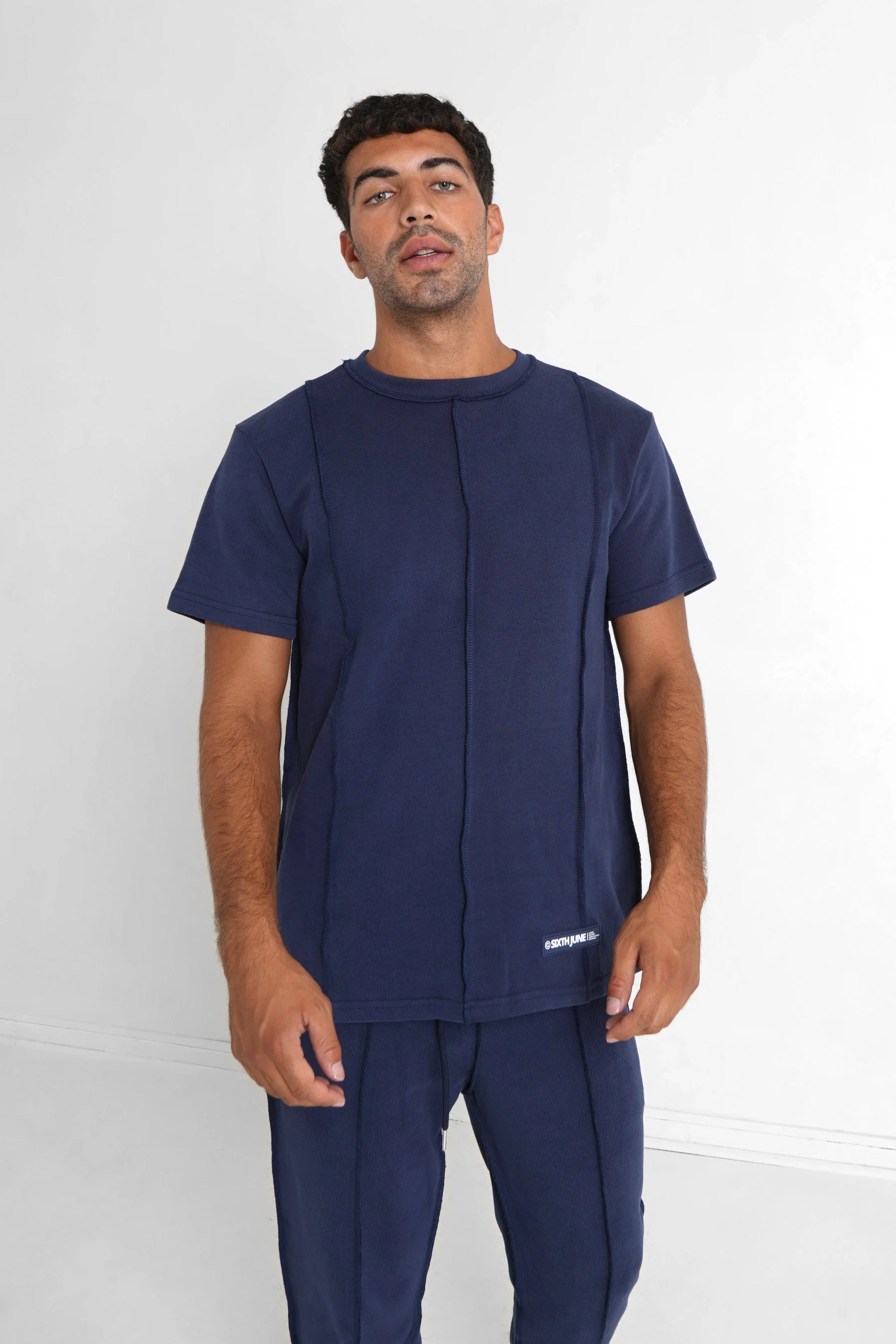 T-shirt coutures extérieure épais Bleu