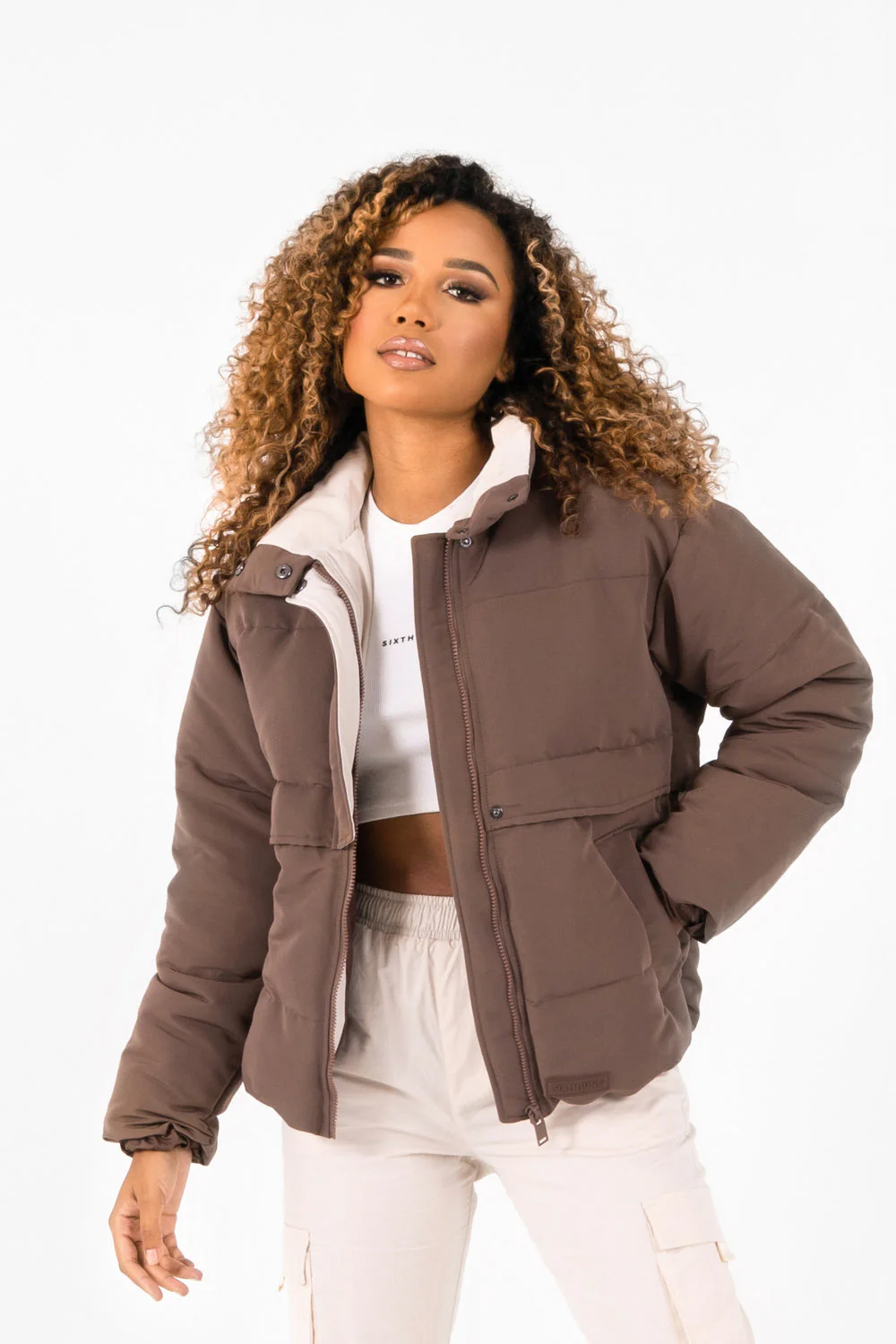 Doudoune oversize matelassée Marron