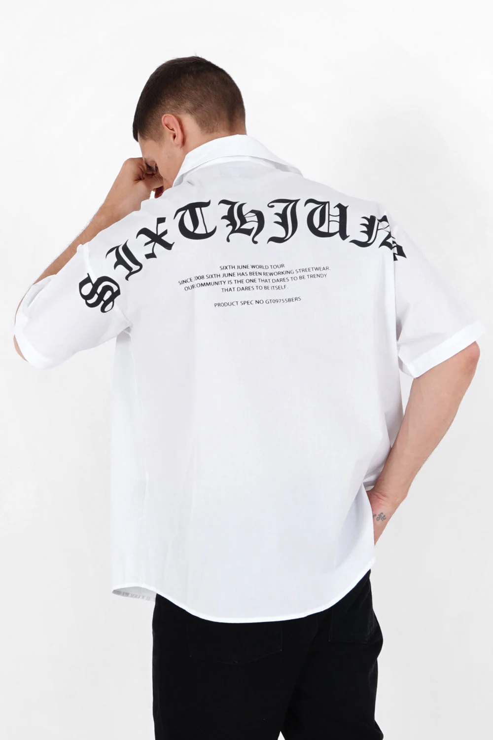 Chemise oversize logo gothique Blanc