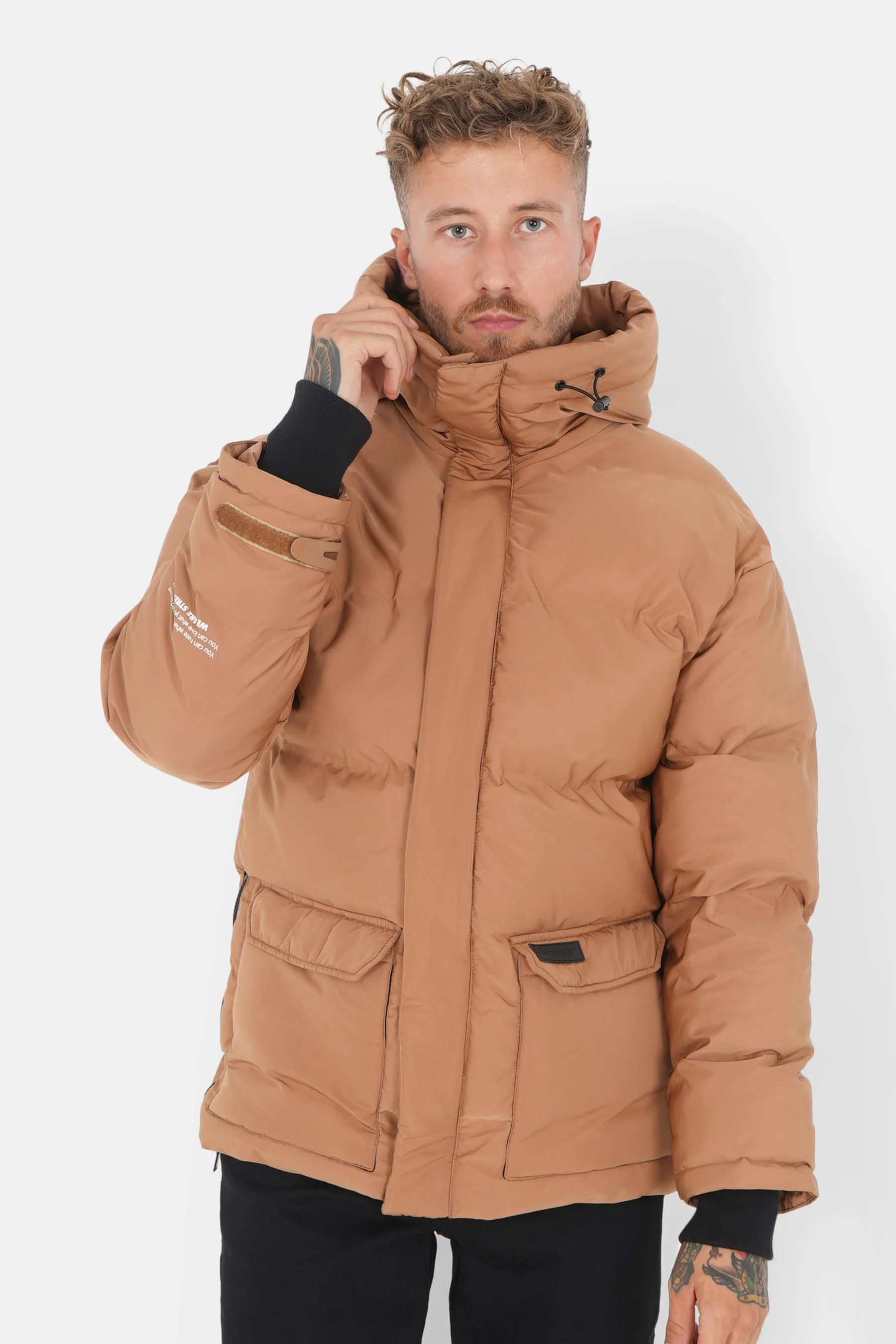 Doudoune courte détails Marron