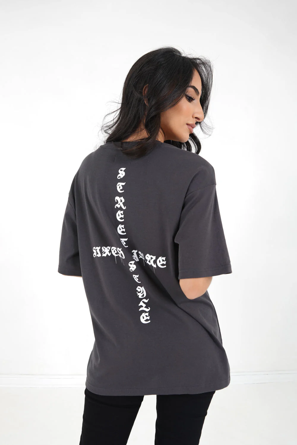 T-shirt imprimé oversize Gris