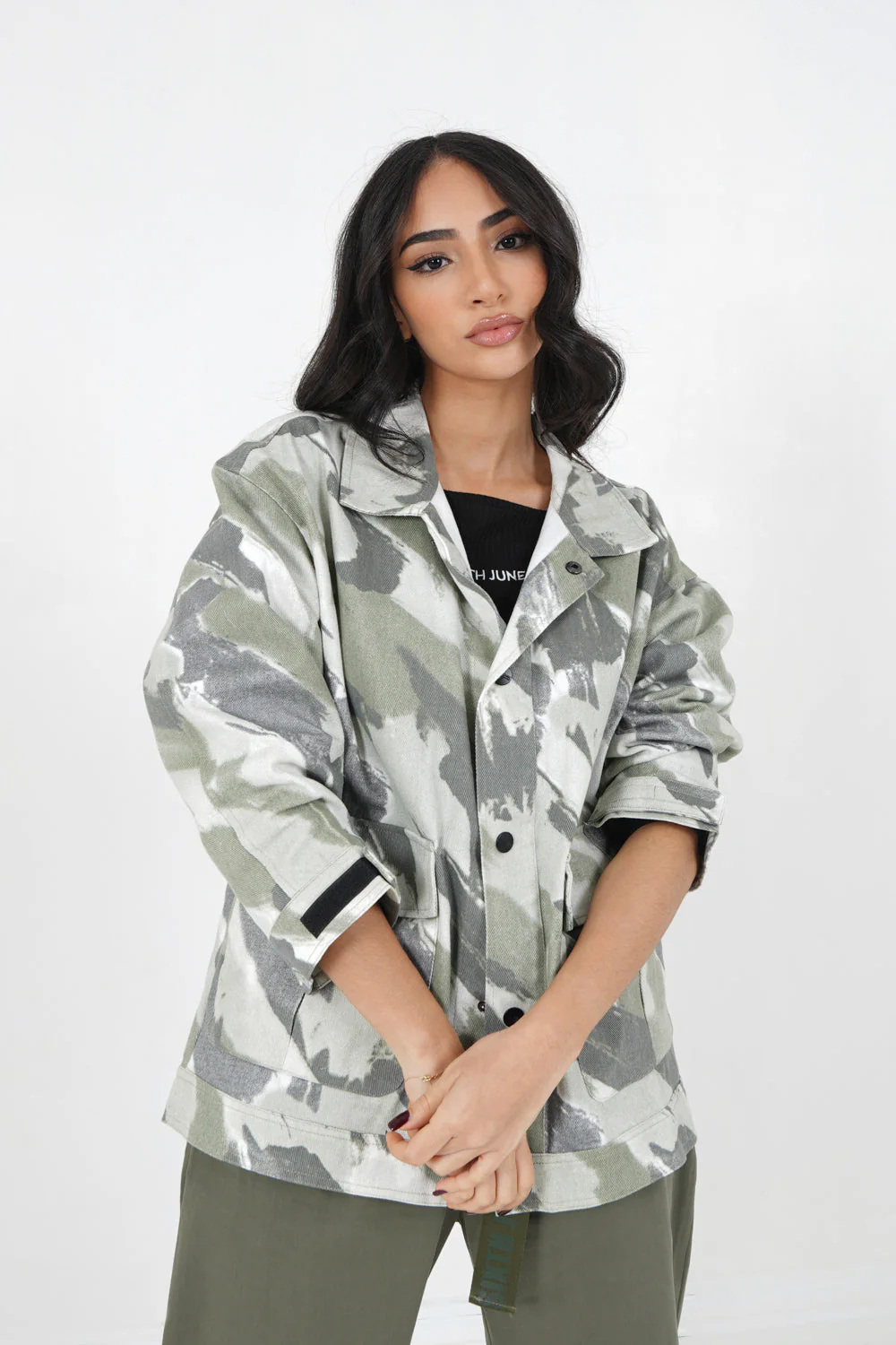 Veste camouflage oversize Vert kaki
