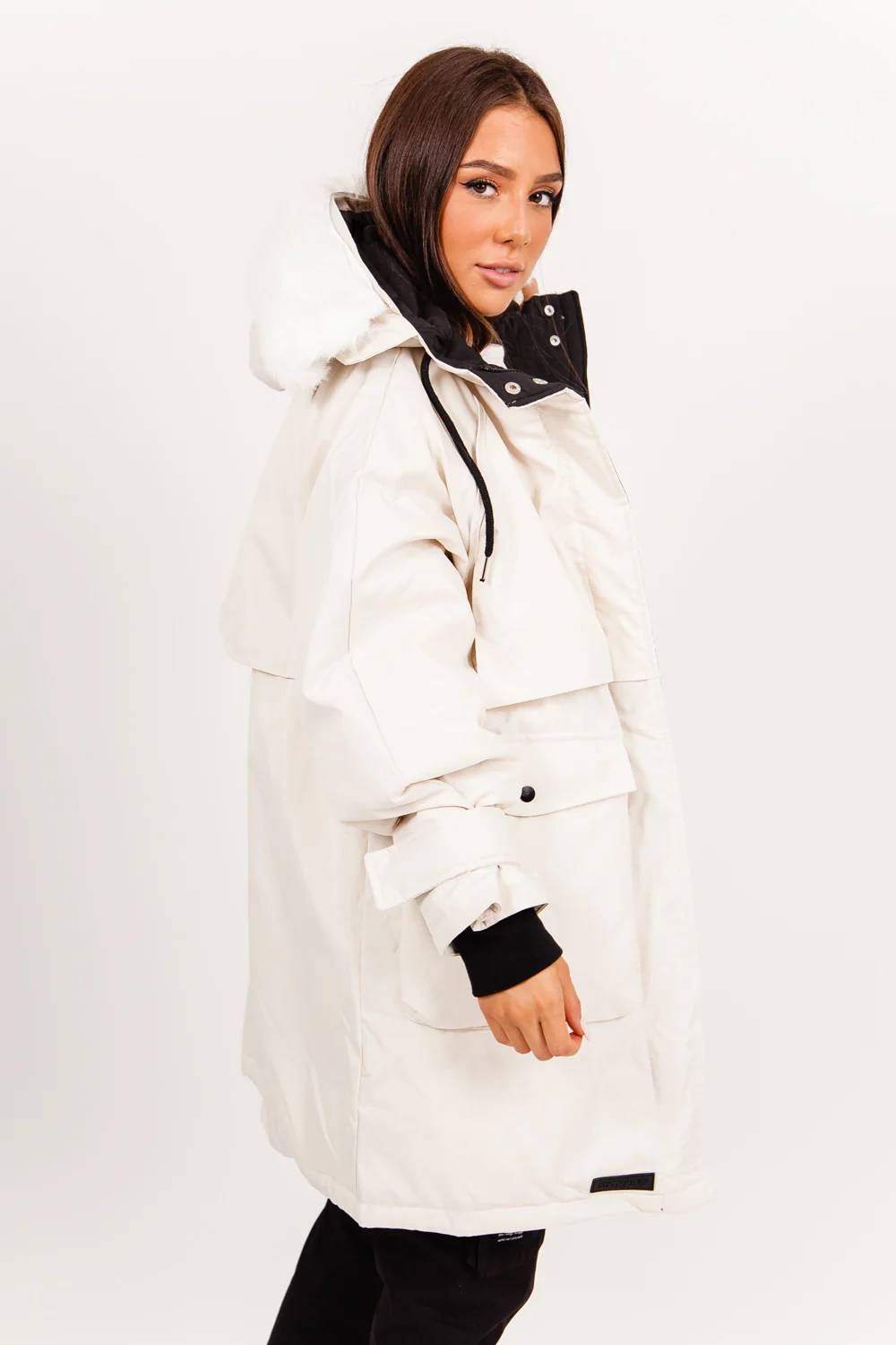 Parka oversize fourrure déperlante beige - Image 3