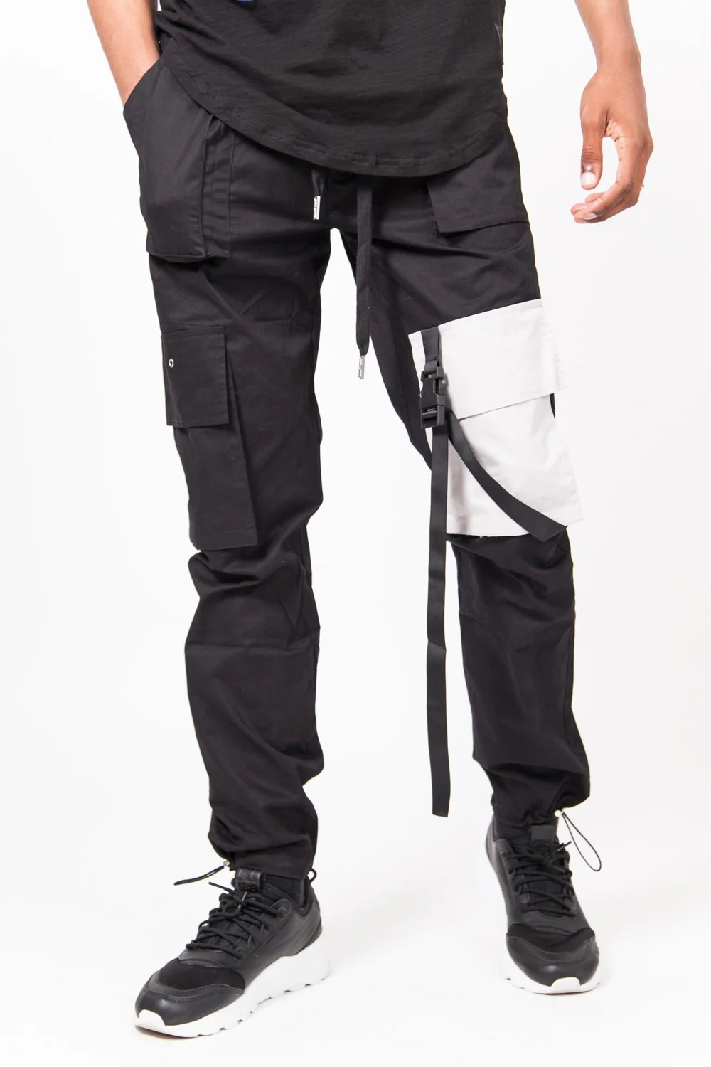 Pantalon cargo clip poches Noir Beige