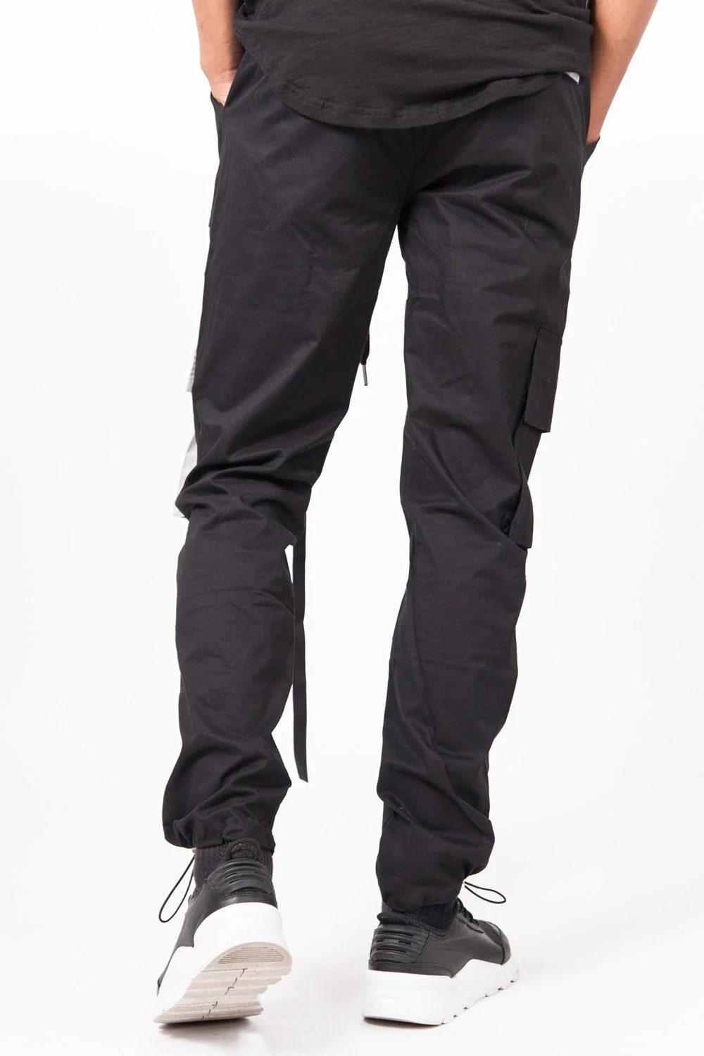 Pantalon cargo clip poches Noir Beige - Image 5