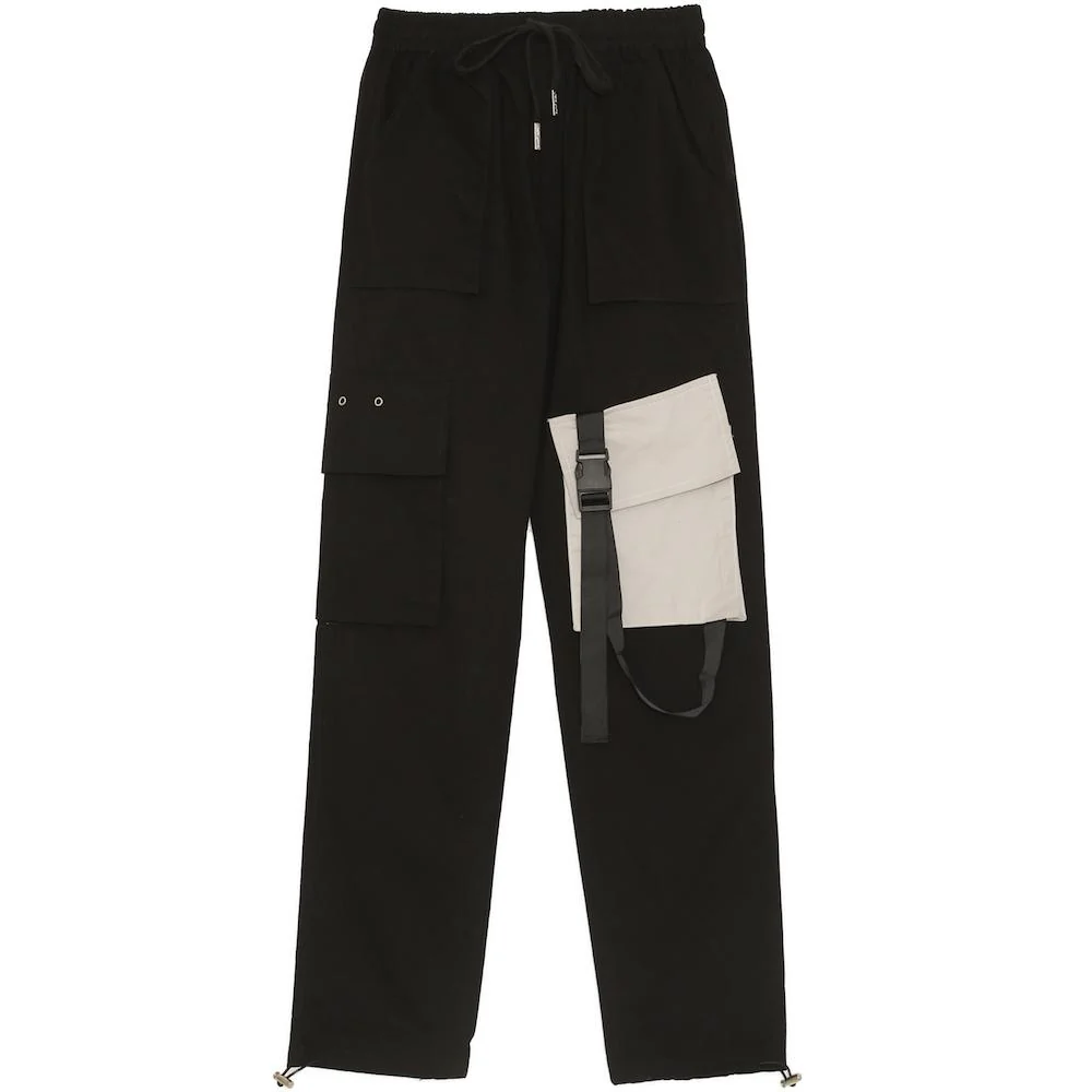 Pantalon cargo clip poches Noir Beige - Image 7