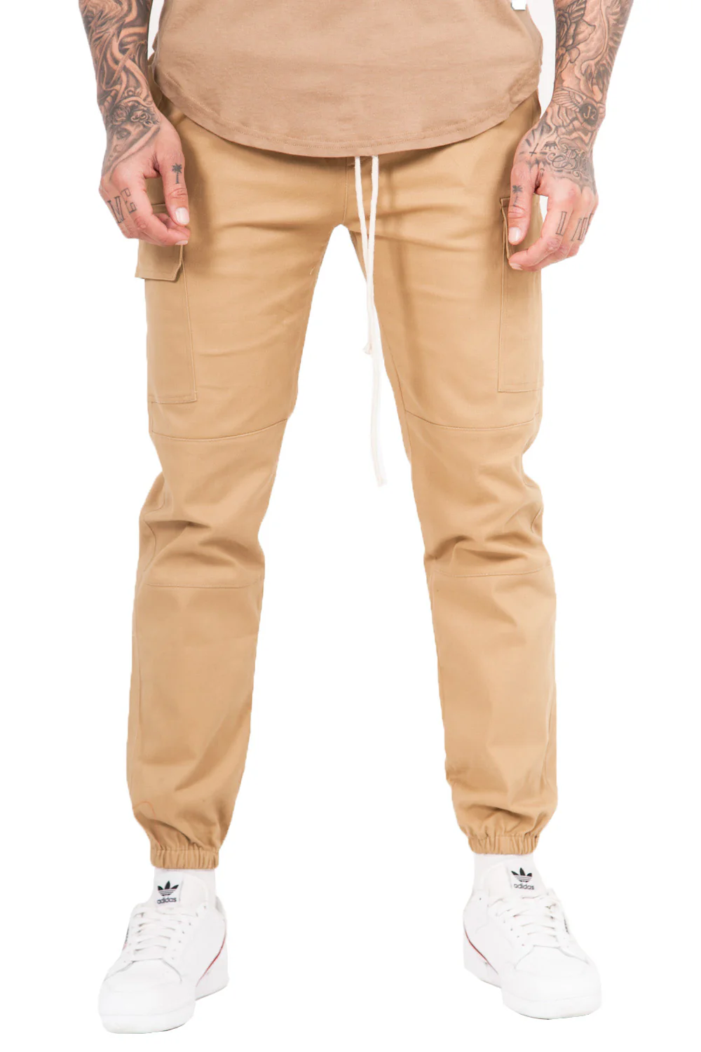 Pantalon cargo cordons beige