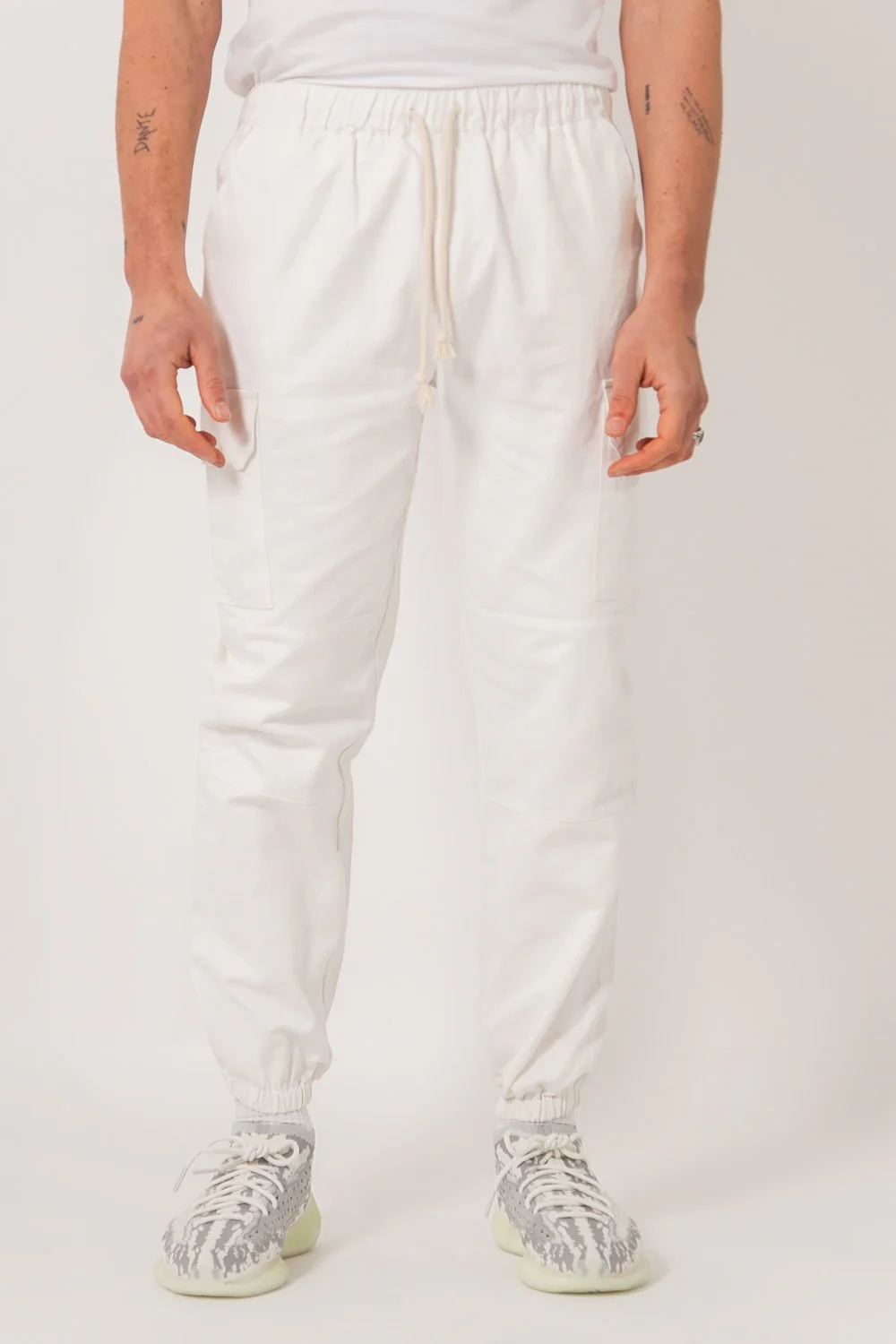 Pantalon cargo cordons Blanc cassé