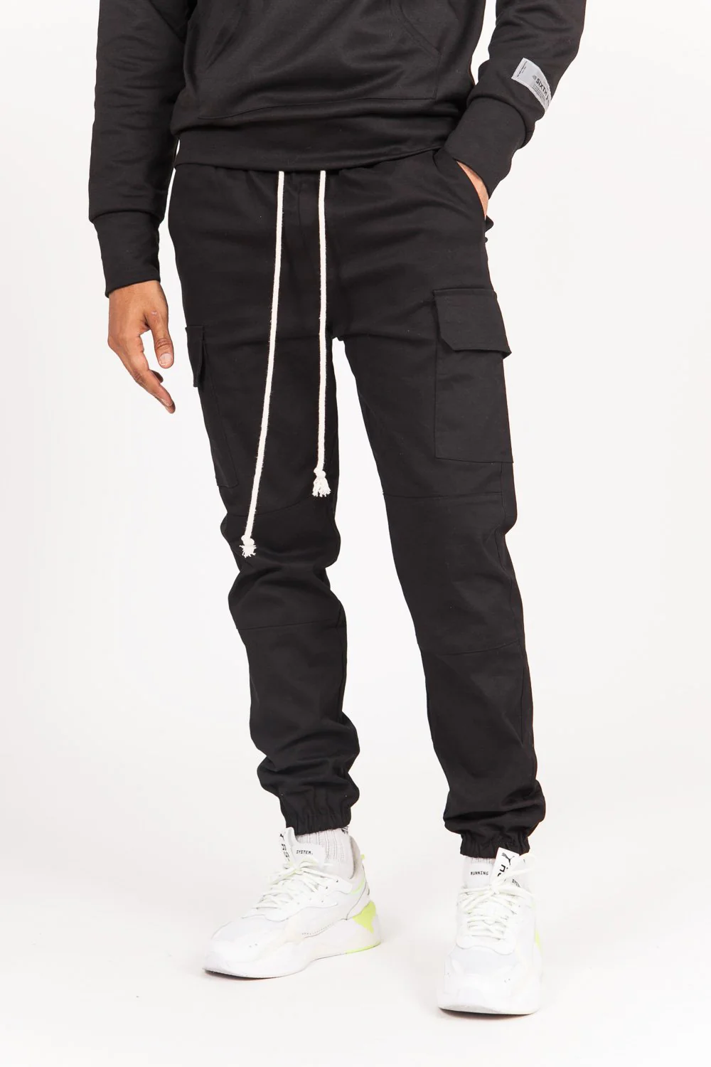 Pantalon cargo cordons noir