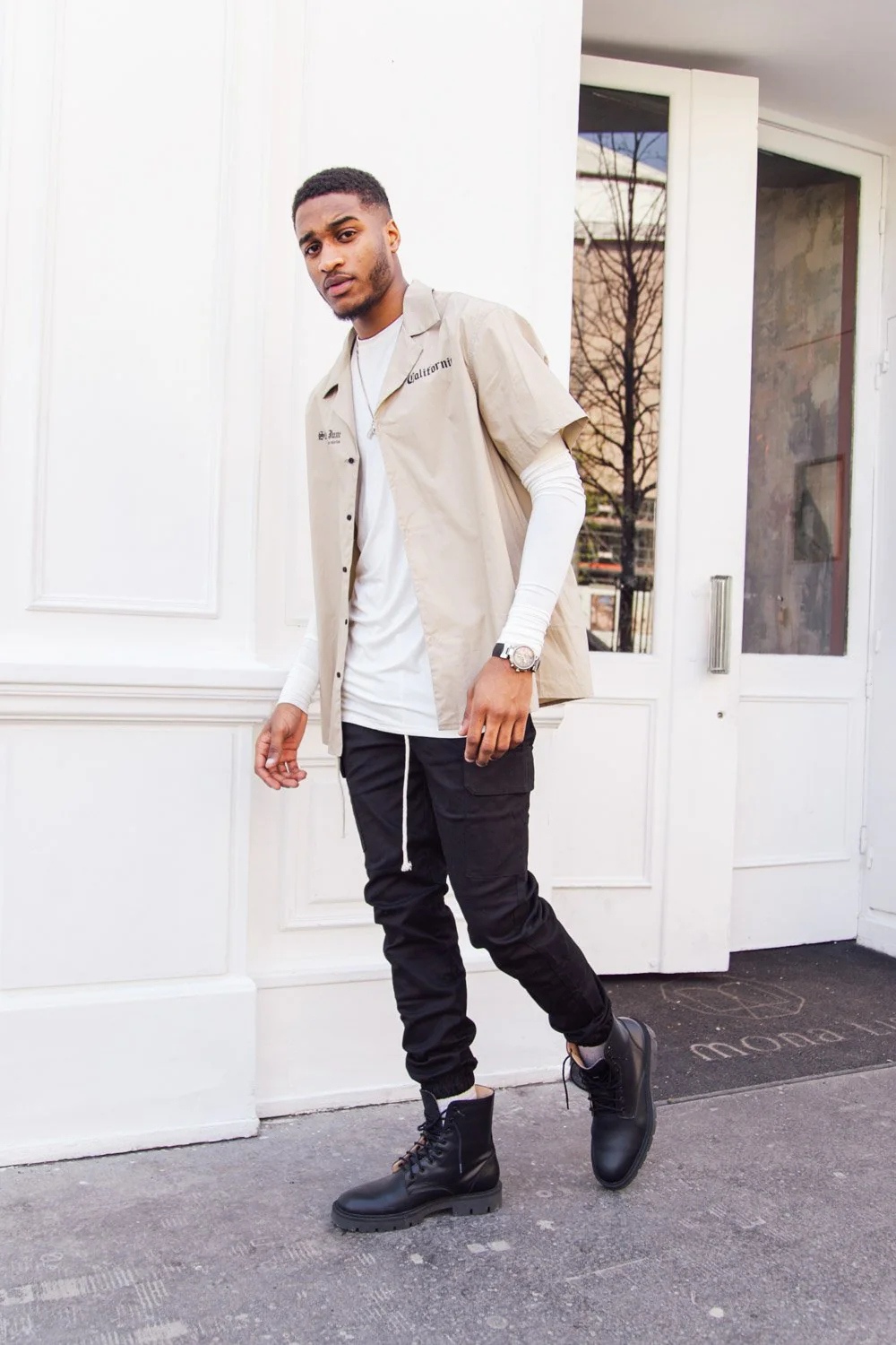 Pantalon cargo cordons noir - Image 5