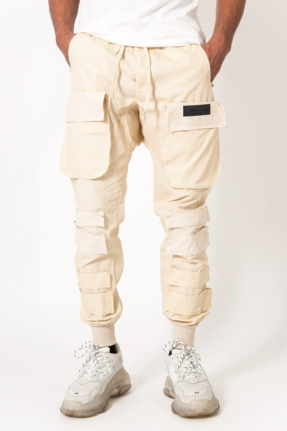 Pantalon cargo tactique large Beige