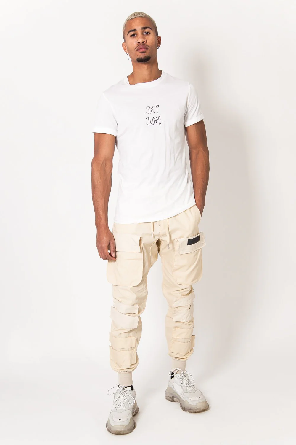 Pantalon cargo tactique large Beige - Image 2