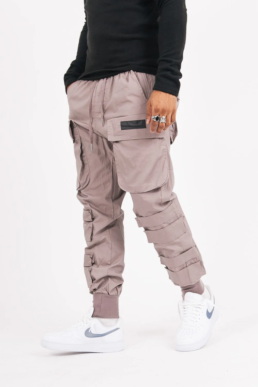 Pantalon cargo tactique large Beige foncé - Image 2