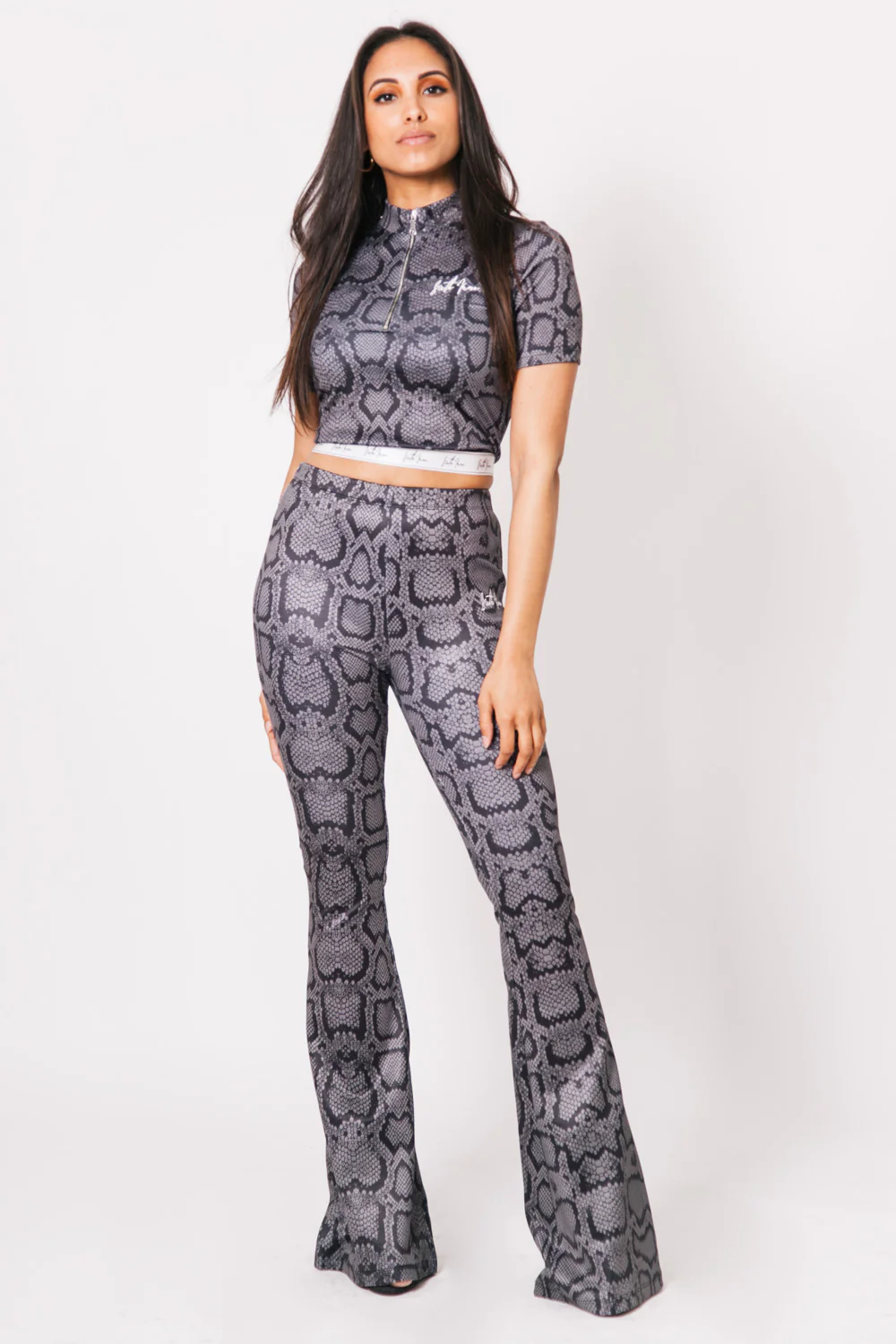Pantalon flare logo python signature gris - Image 6