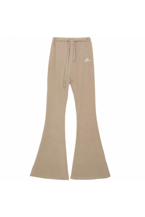 Pantalon flare logo taupe