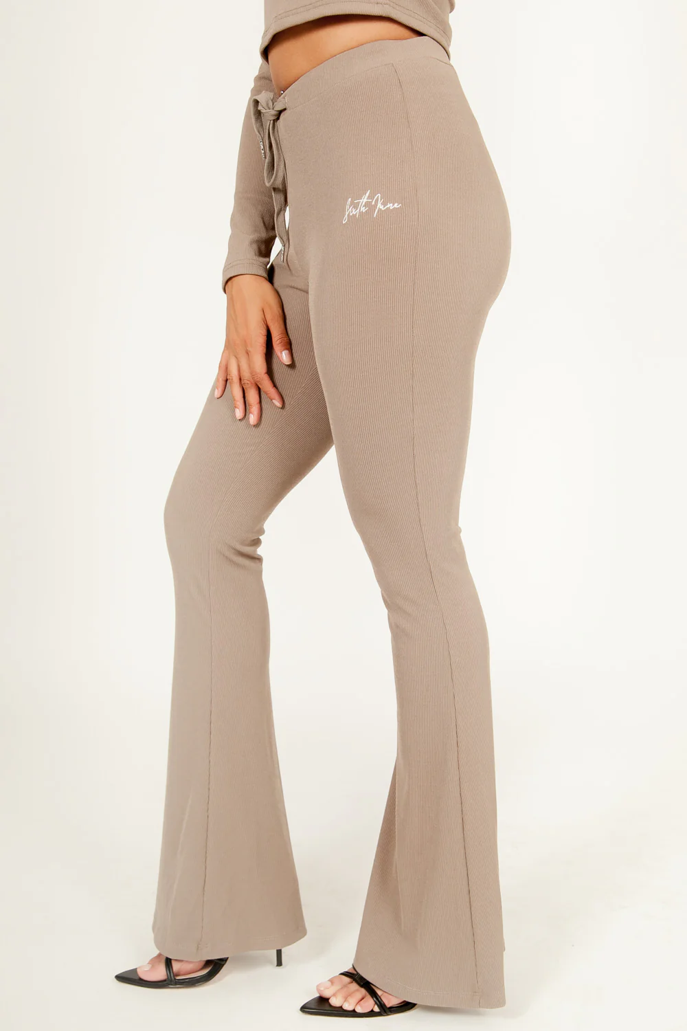 Pantalon flare logo taupe - Image 3