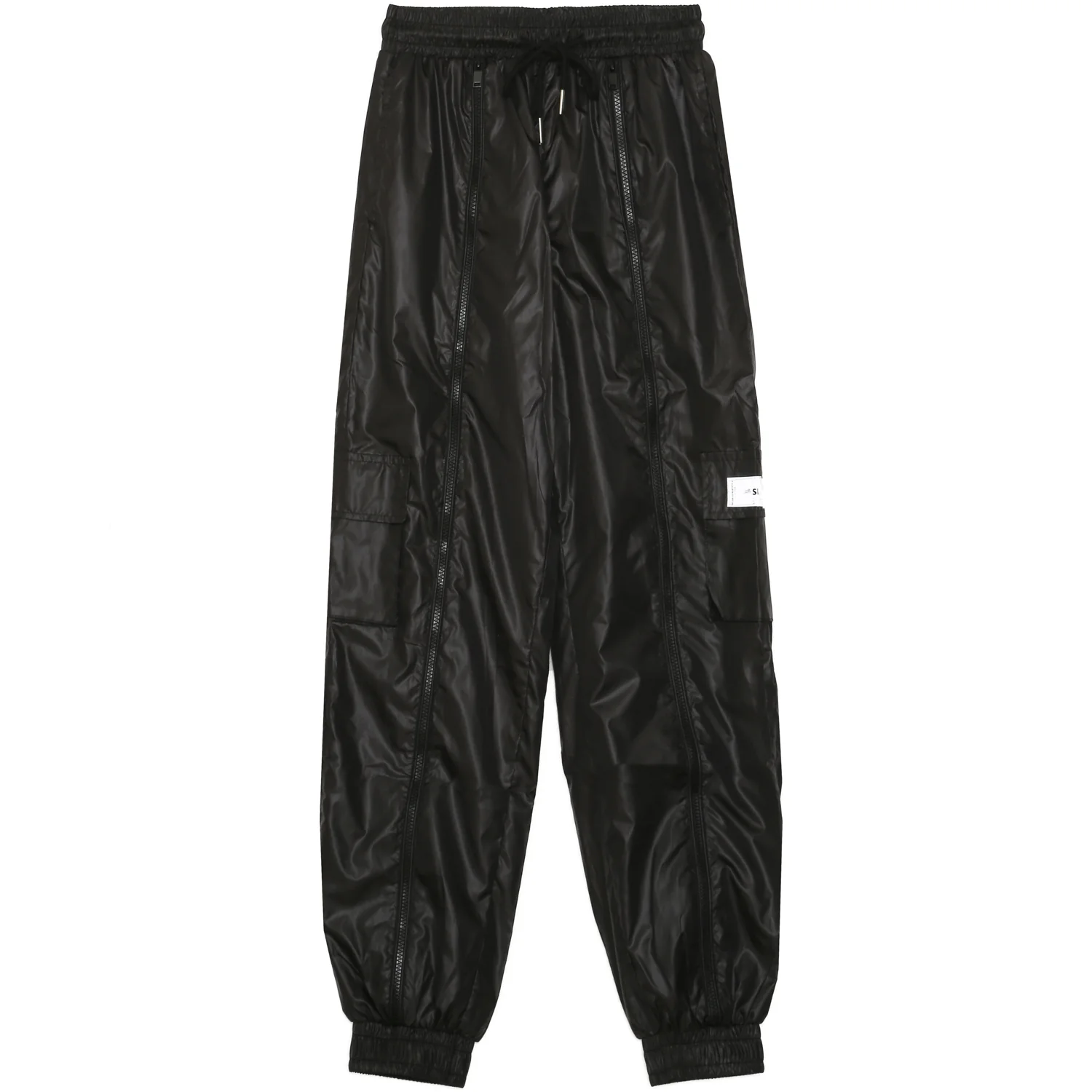 Pantalon jogging brillant zip noir