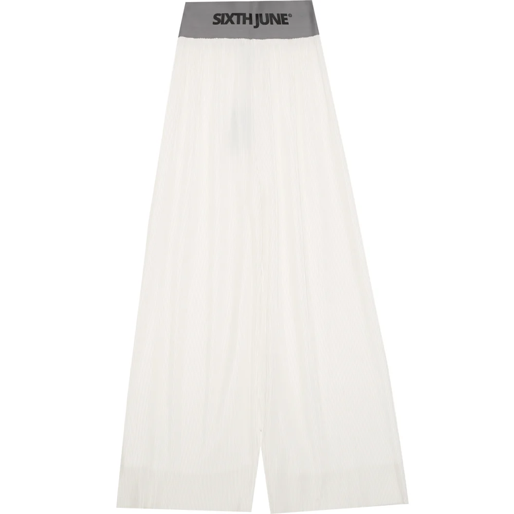 Pantalon large ceinture logo blanc