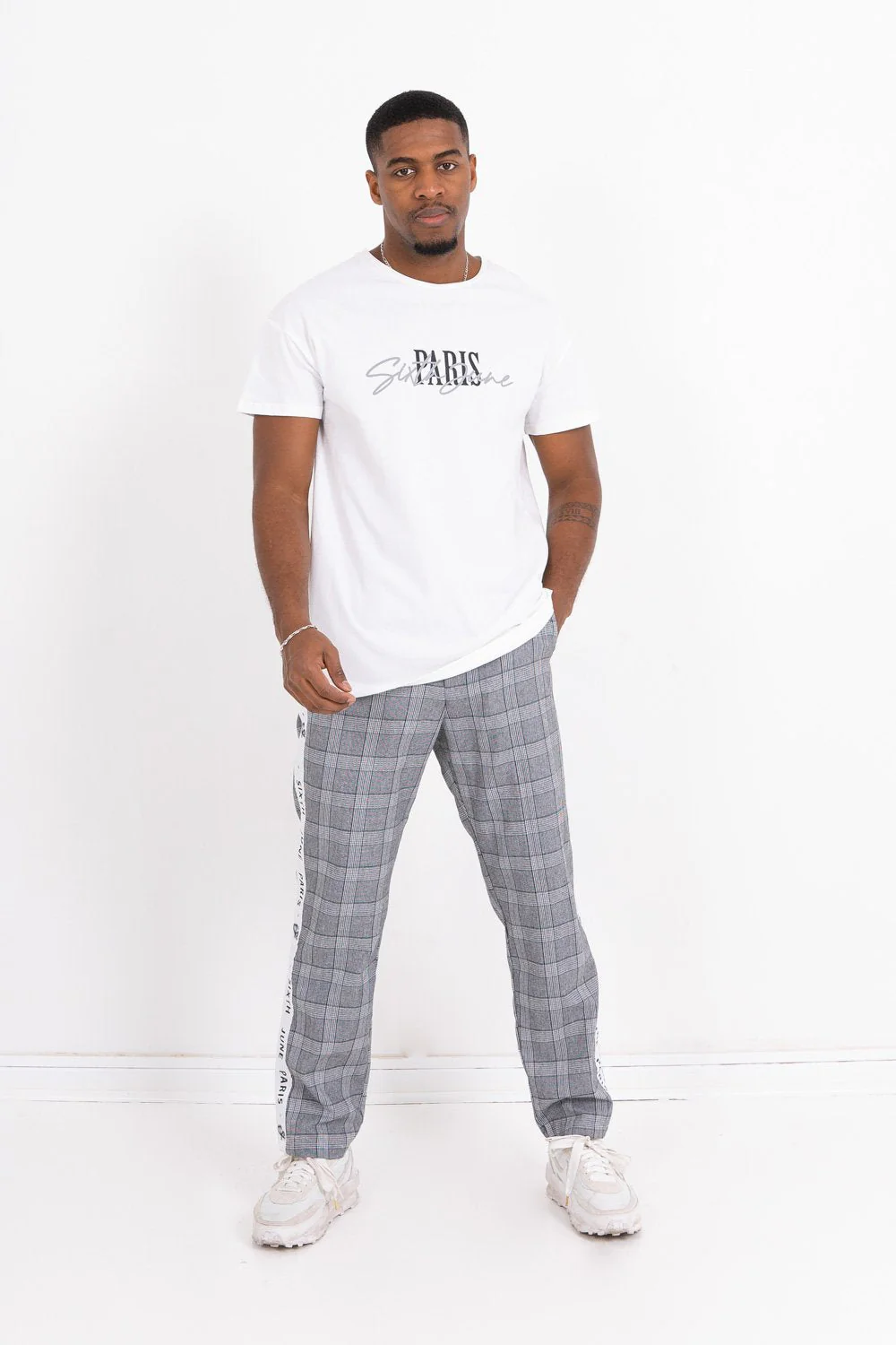 Pantalon Prince de Galles gris blanc - Image 2