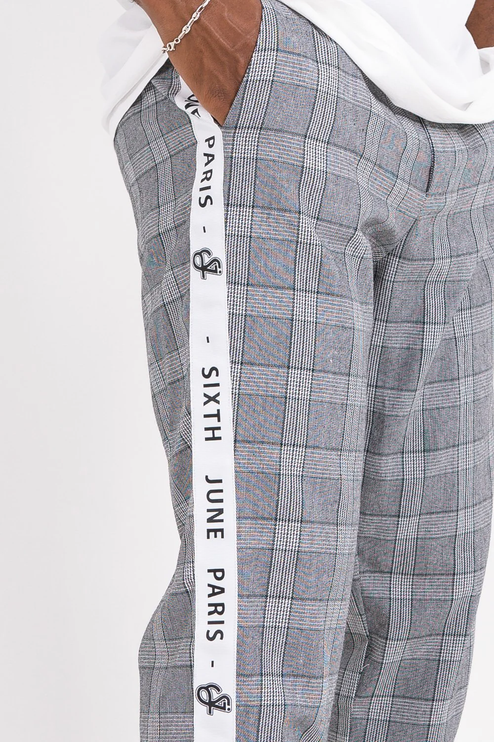 Pantalon Prince de Galles gris blanc - Image 3