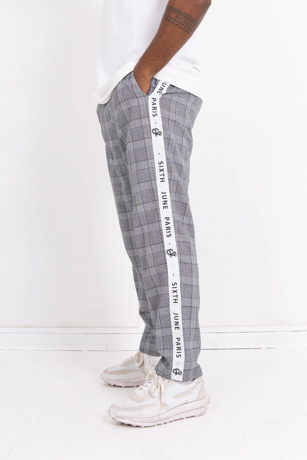 Pantalon Prince de Galles gris blanc - Image 4