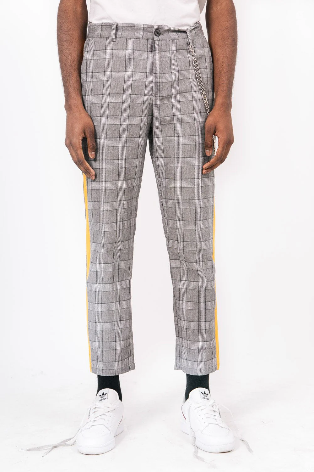 Pantalon Prince de Galles gris jaune