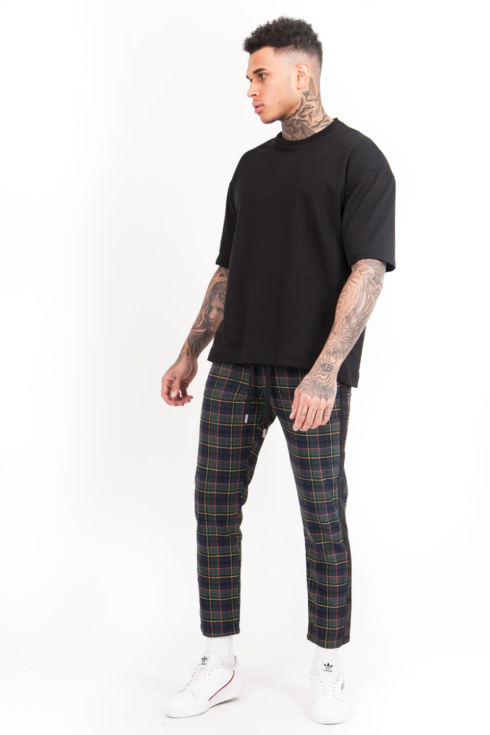 Pantalon tartan bandes vert bleu - Image 6