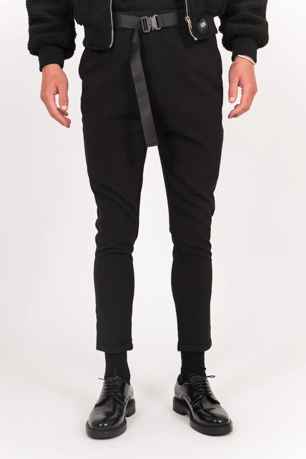 Pantalon toile ceinture 7/8 noir