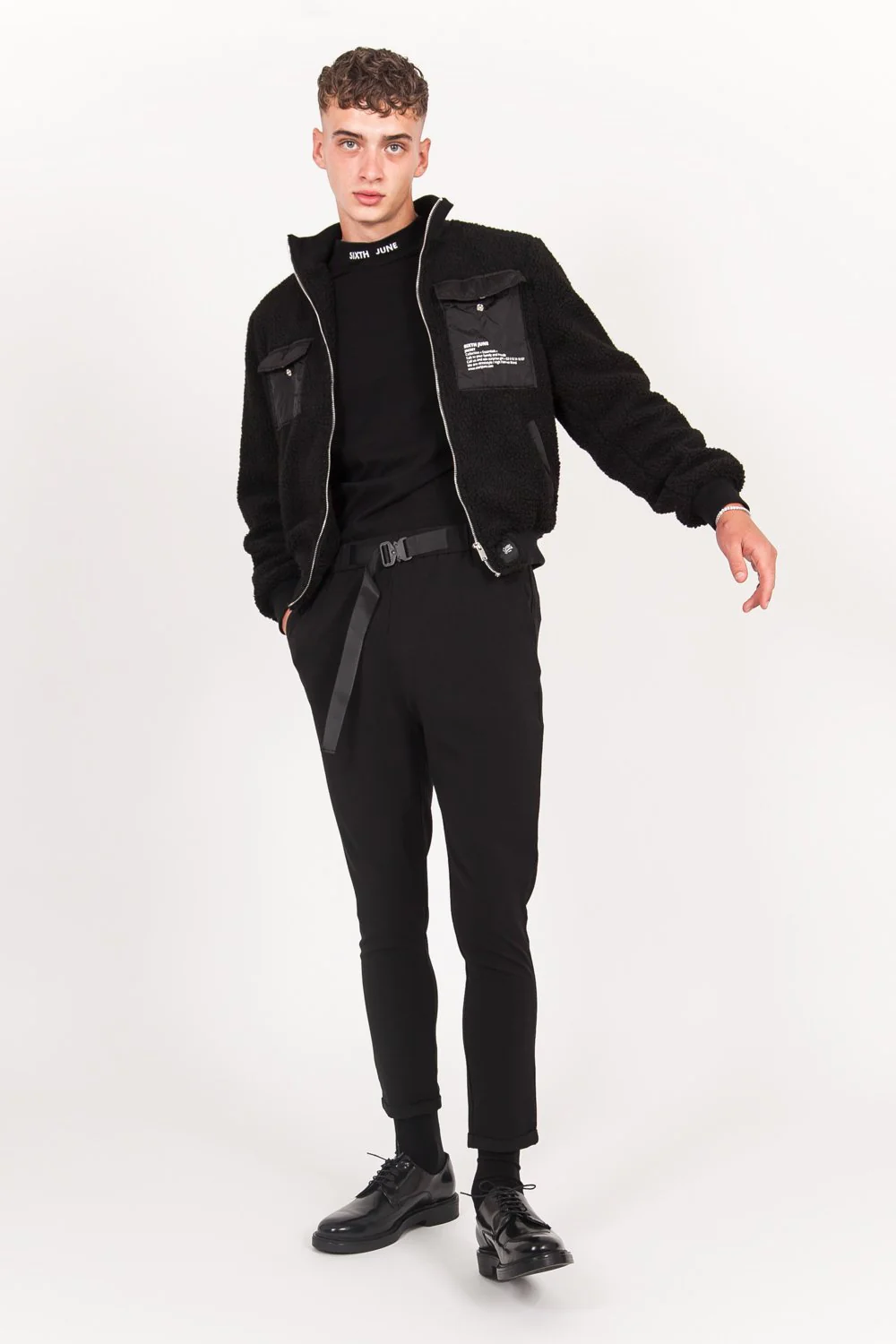 Pantalon toile ceinture 7/8 noir - Image 2