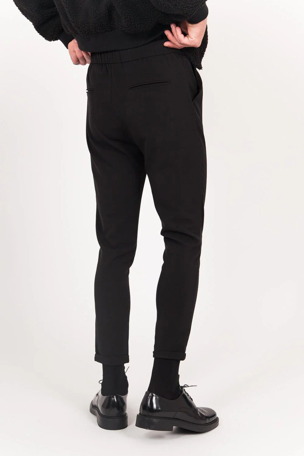 Pantalon toile ceinture 7/8 noir - Image 3