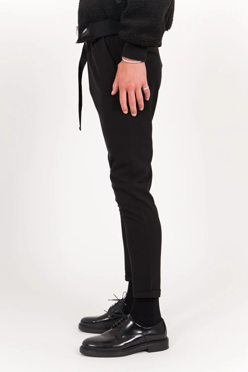 Pantalon toile ceinture 7/8 noir - Image 4
