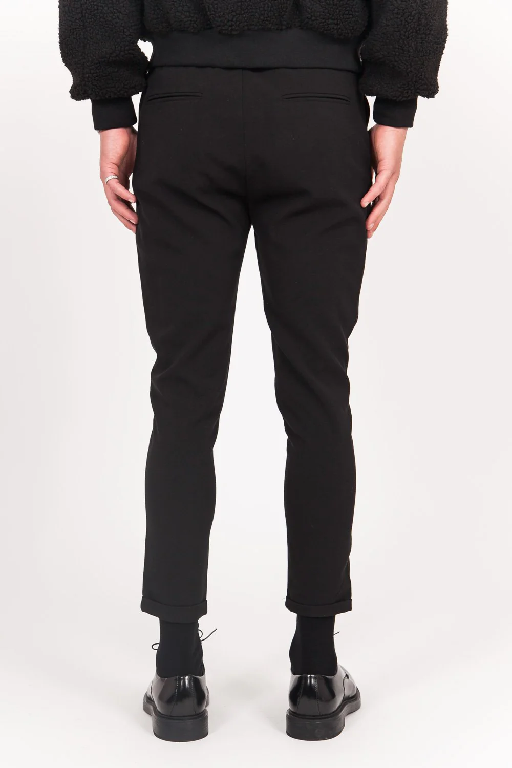 Pantalon toile ceinture 7/8 noir - Image 5