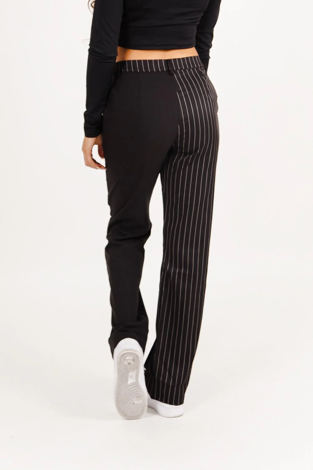 Pantalon large rayures uni Noir - Image 5