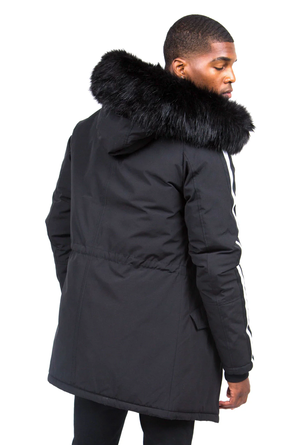 Parka bandes fourrure noir - Image 2