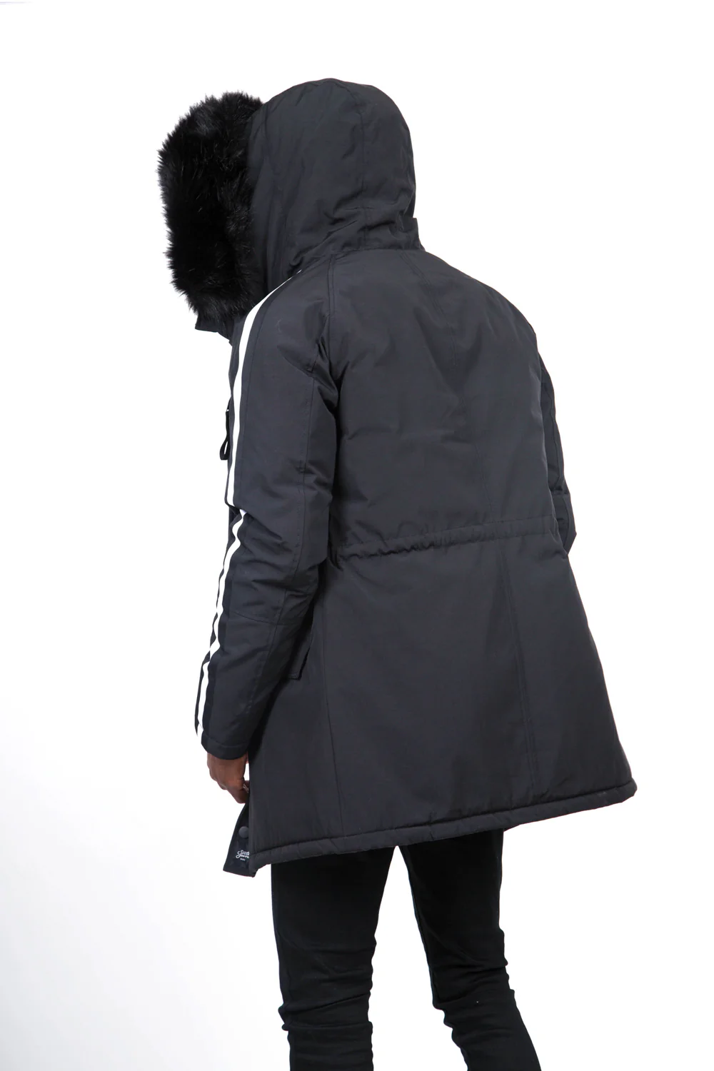 Parka bandes fourrure noir - Image 4
