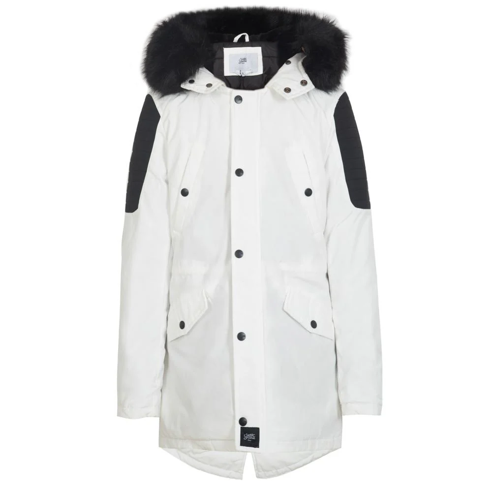 Parka biker fourrure blanc noir - Image 4