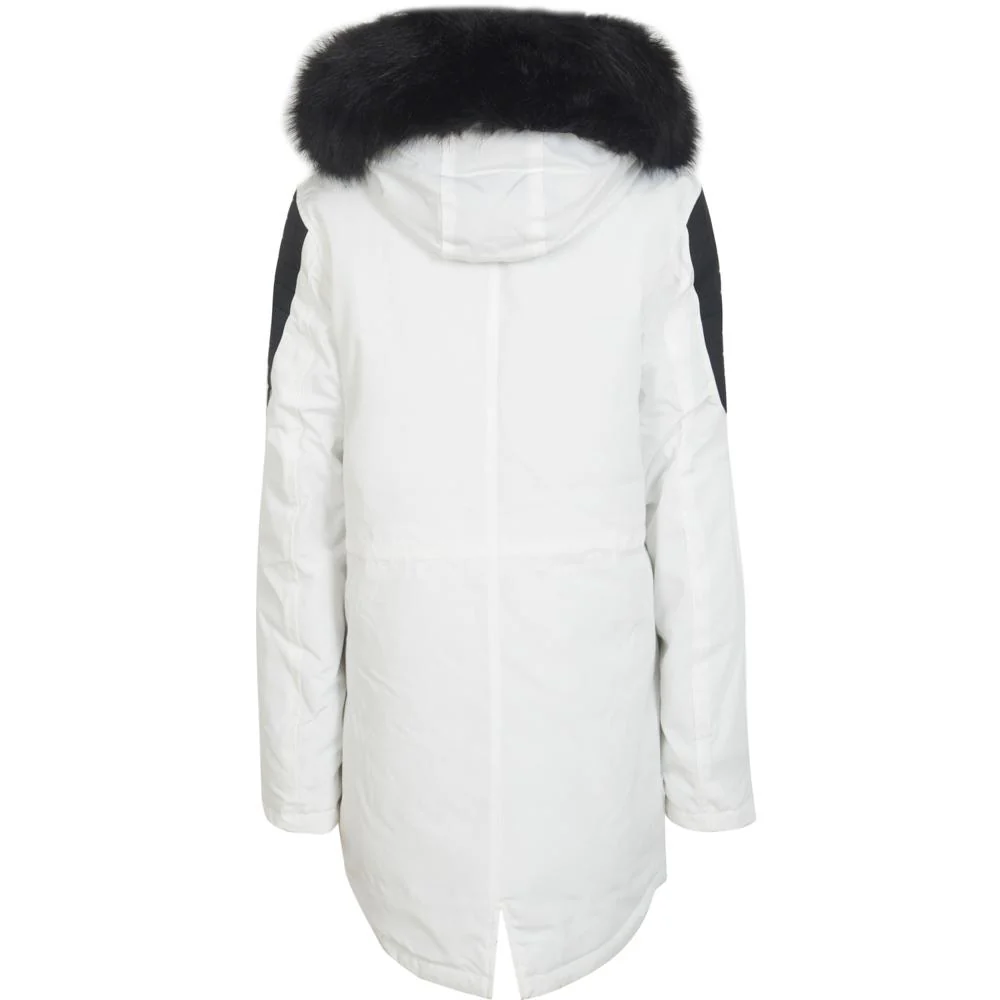 Parka biker fourrure blanc noir - Image 5