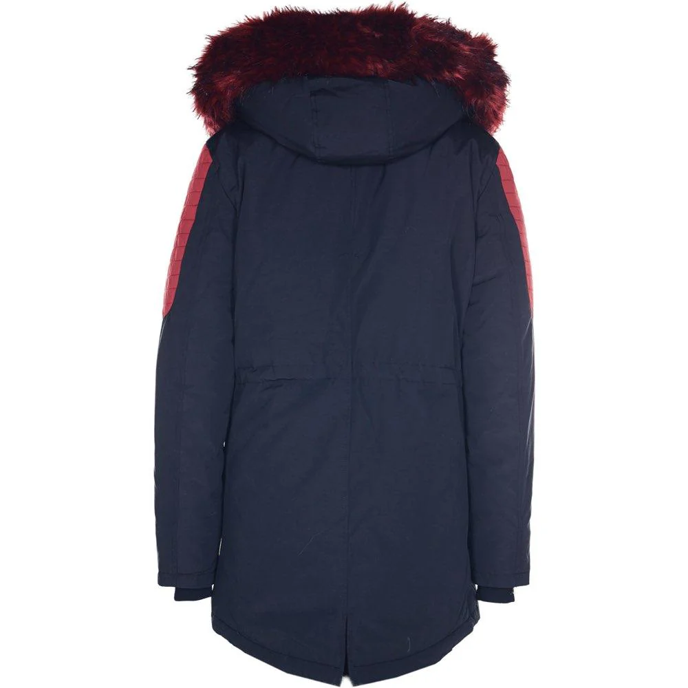 Parka biker fourrure noir rouge - Image 6