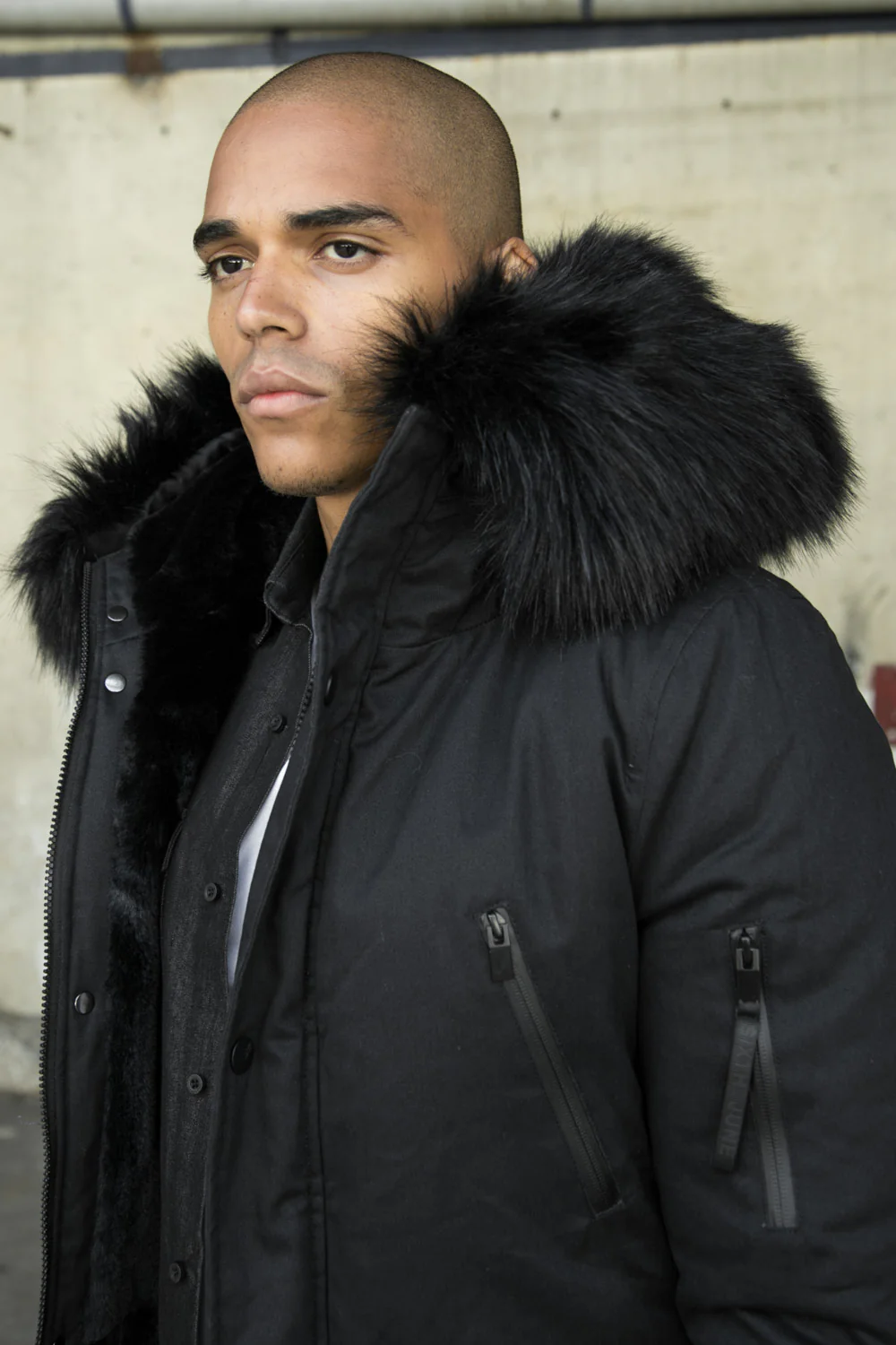 Parka capuche large fourrure noir noir - Image 3