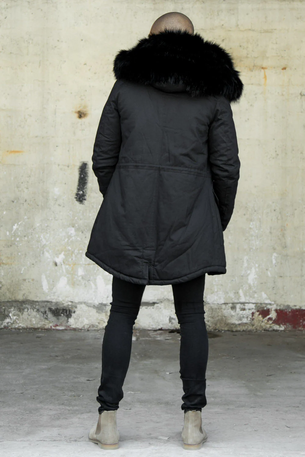 Parka capuche large fourrure noir noir - Image 4